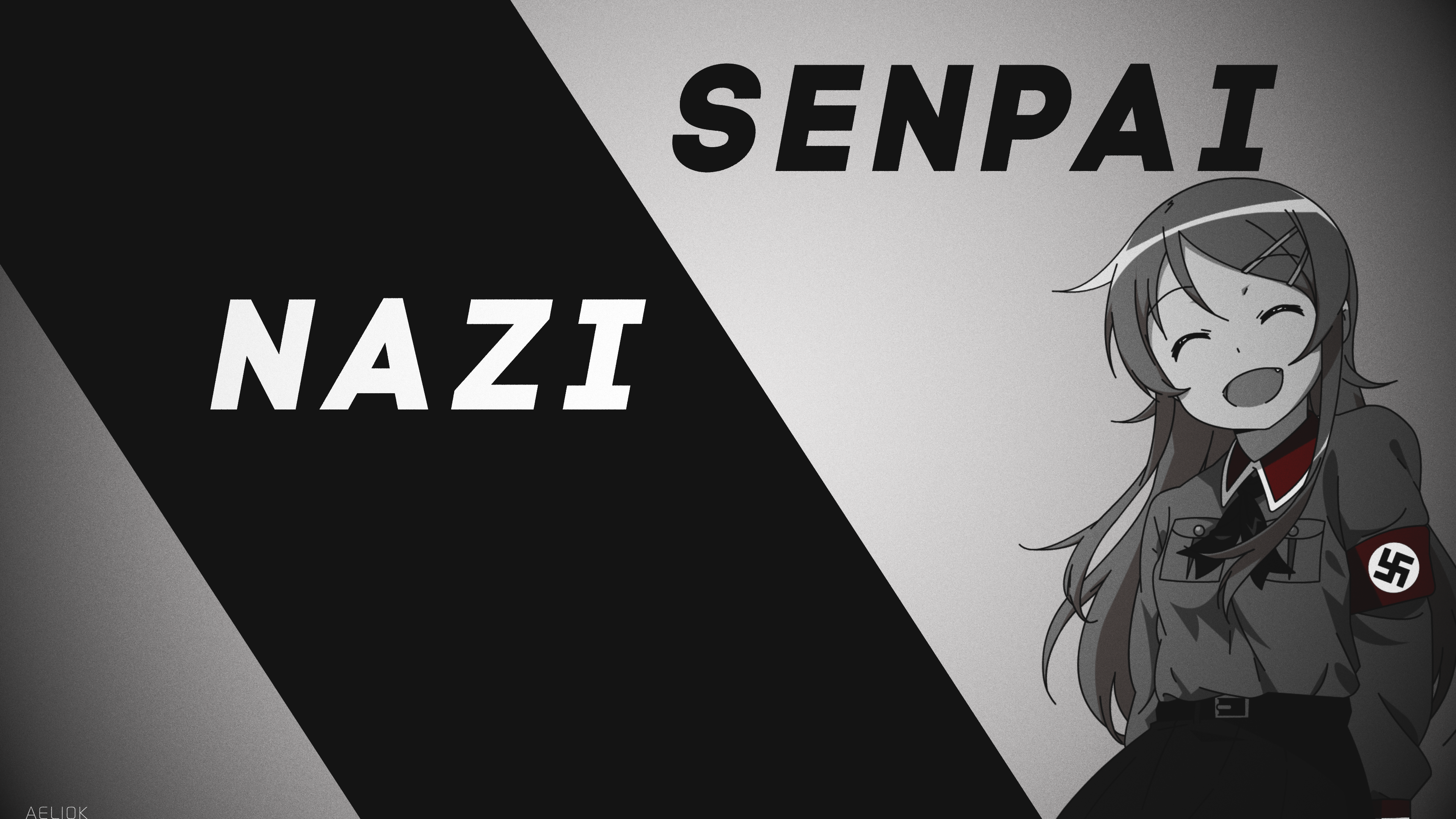 Anime 3840x2160 anime Japan monochrome manga drawing anime girls swastika Nazi