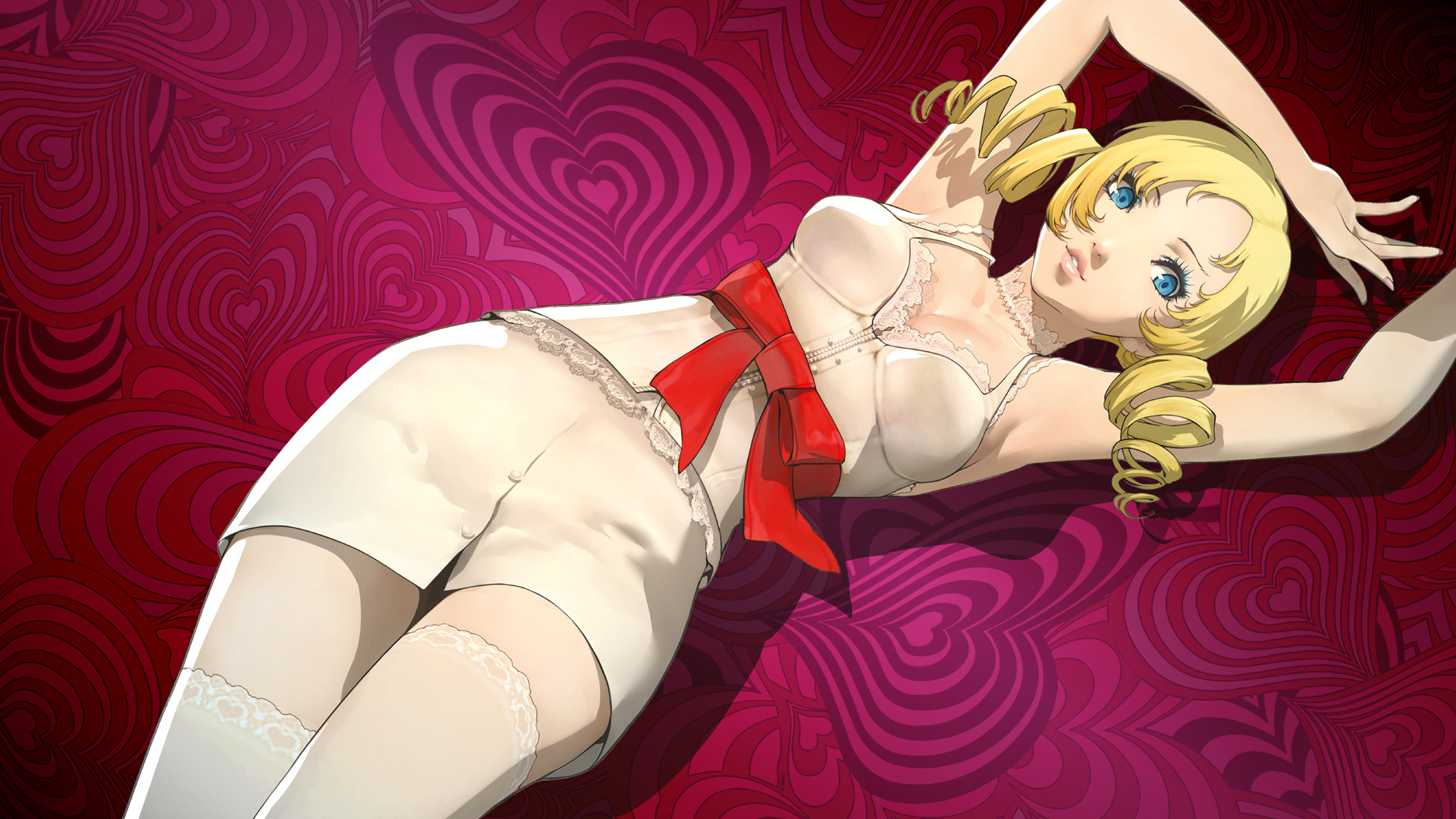 Anime 1920x1080 Catherine video games lying on back video game girls blonde arms up