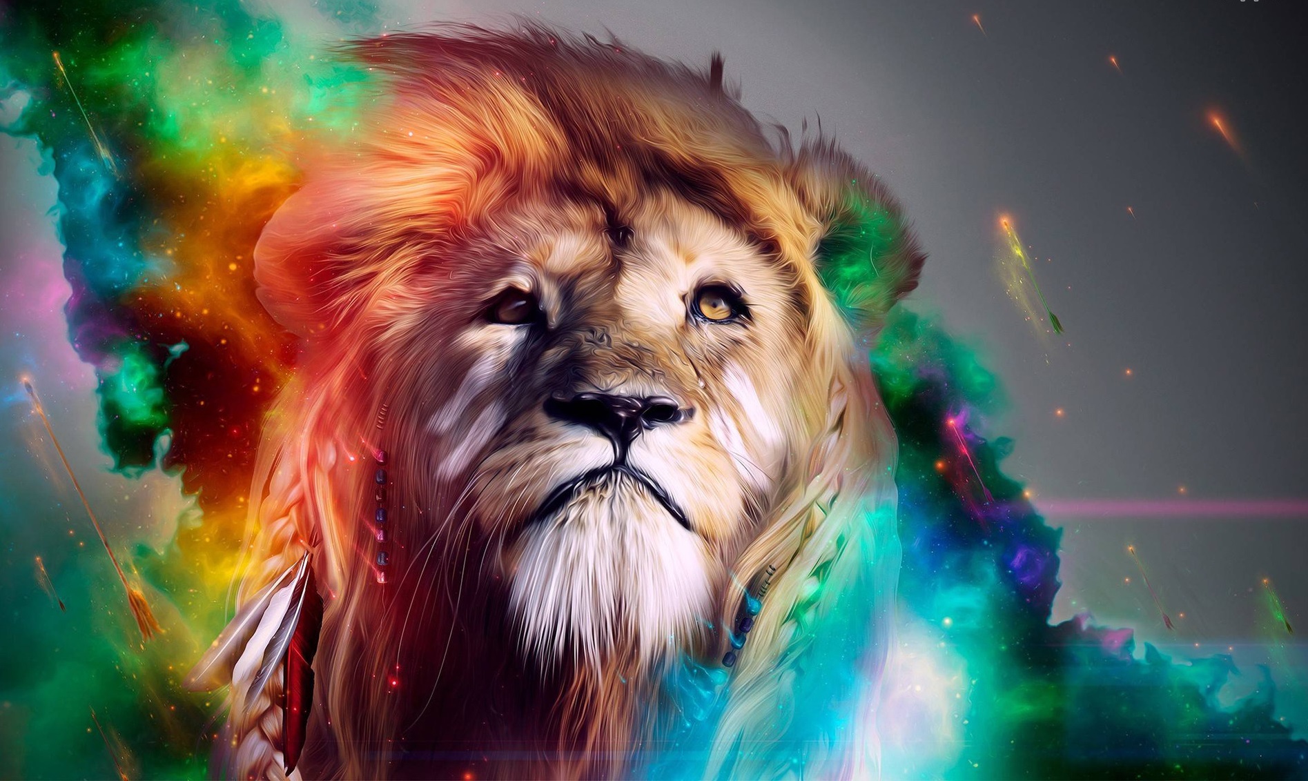 General 1895x1132 lion colorful digital art animals