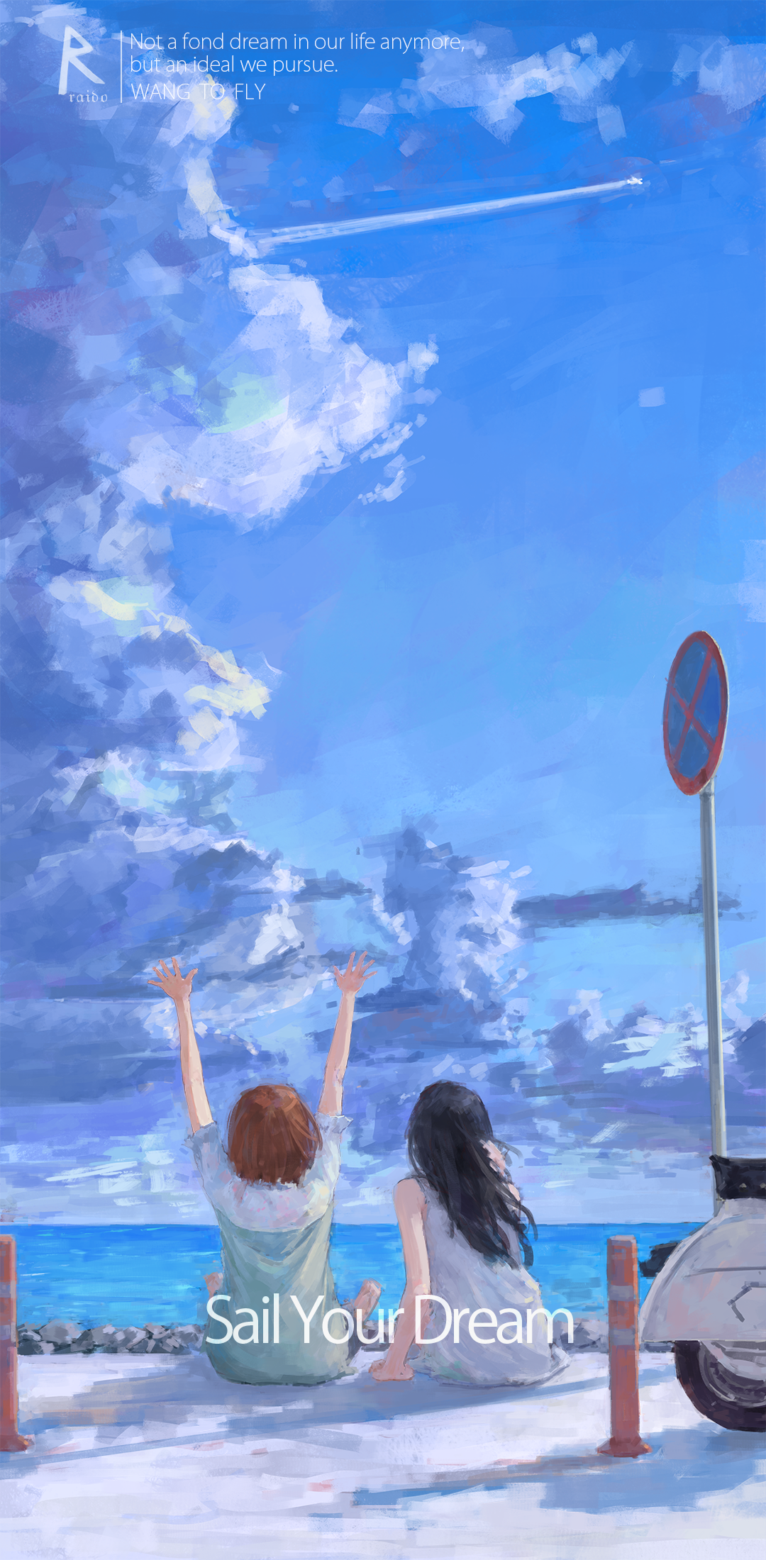 Anime 1080x2200 XilmO anime anime girls sea clouds