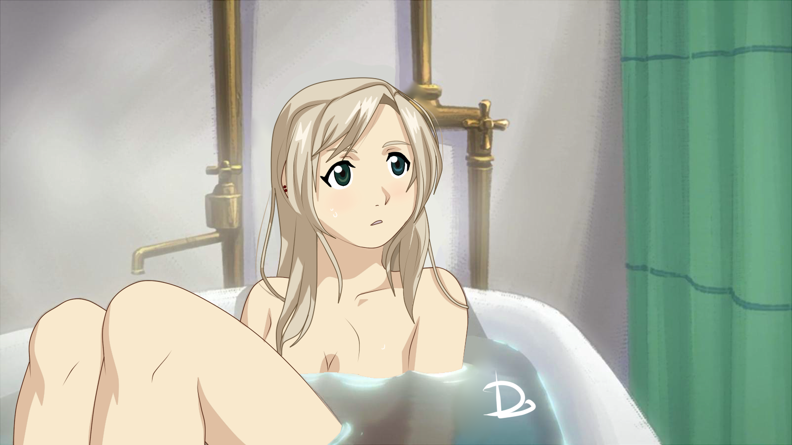Anime 1599x900 Full Metal Alchemist Rockbell Winry bathtub.