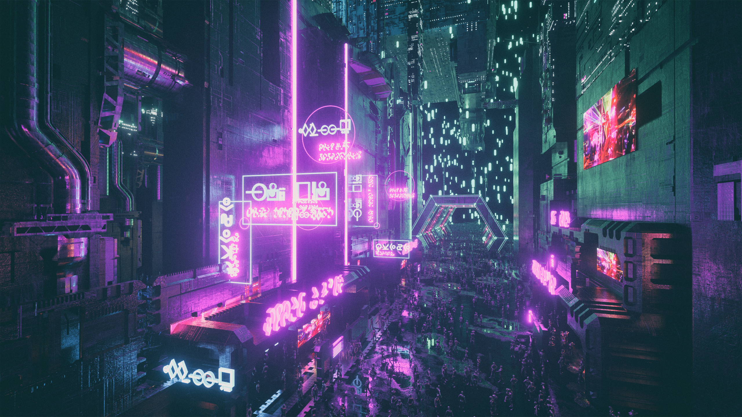 General 2560x1440 artwork digital art science fiction cityscape city cyber city neon cyberpunk