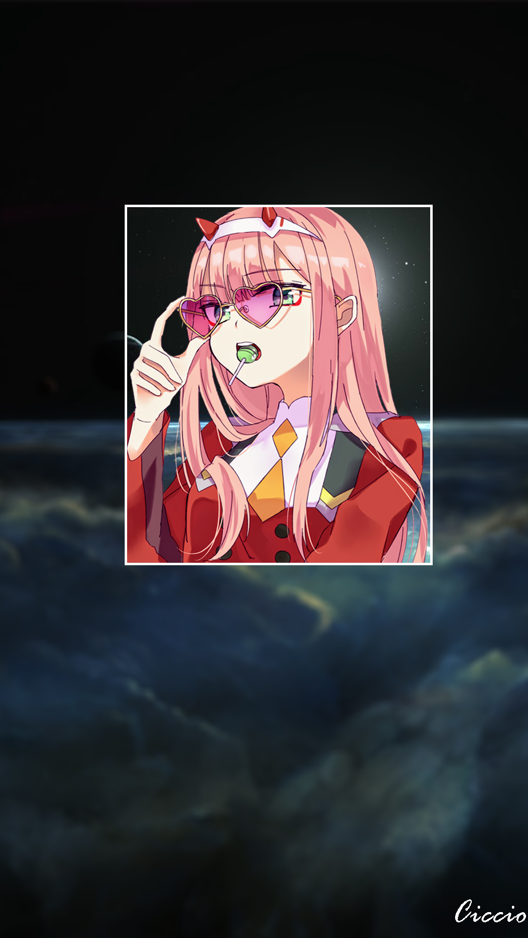 Anime 1080x1920 anime anime girls lollipop pink hair picture-in-picture Zero Two (Darling in the FranXX) Darling in the FranXX