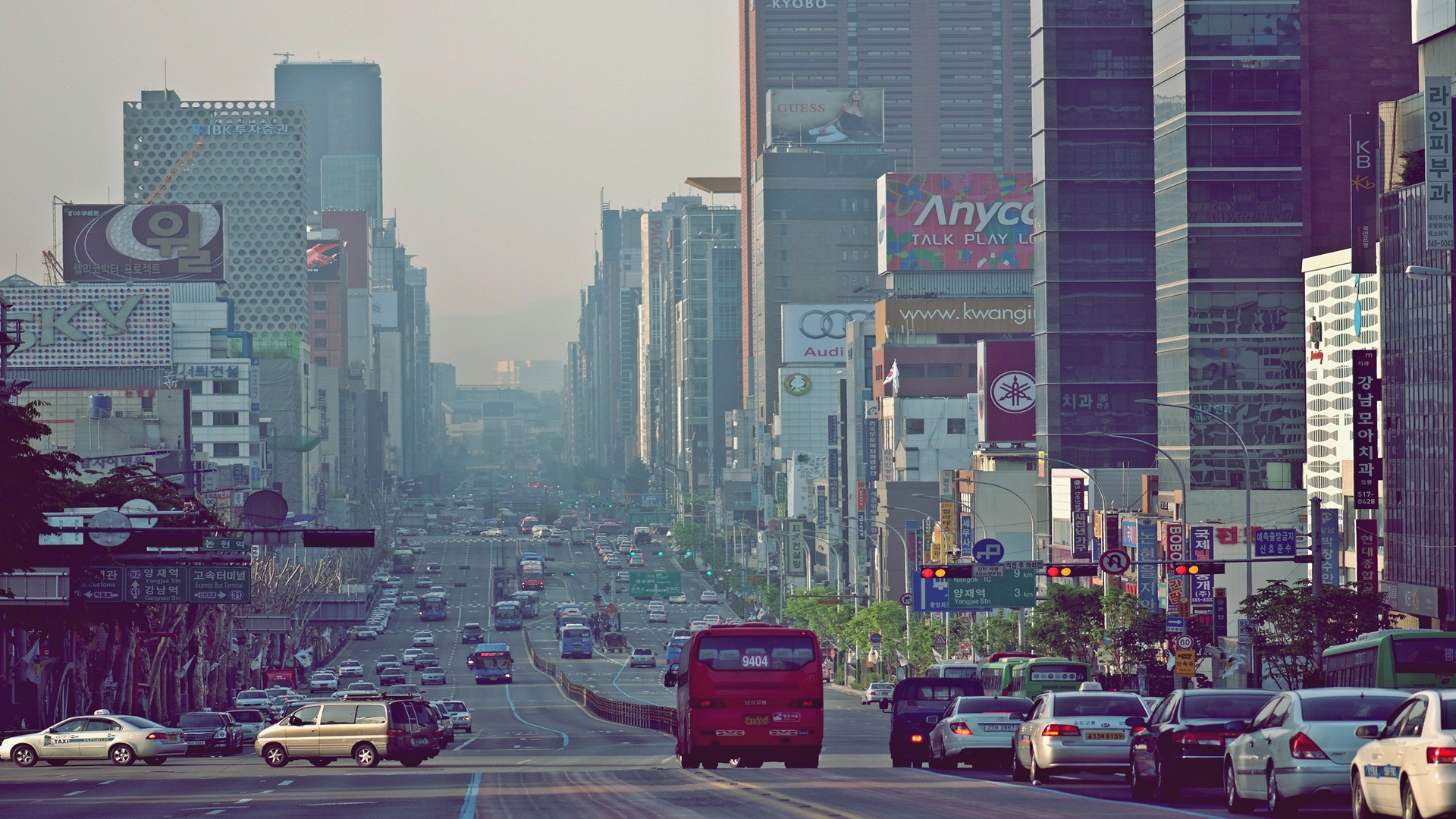 General 1920x1080 Gangnam Korean South Korea city cityscape road traffic