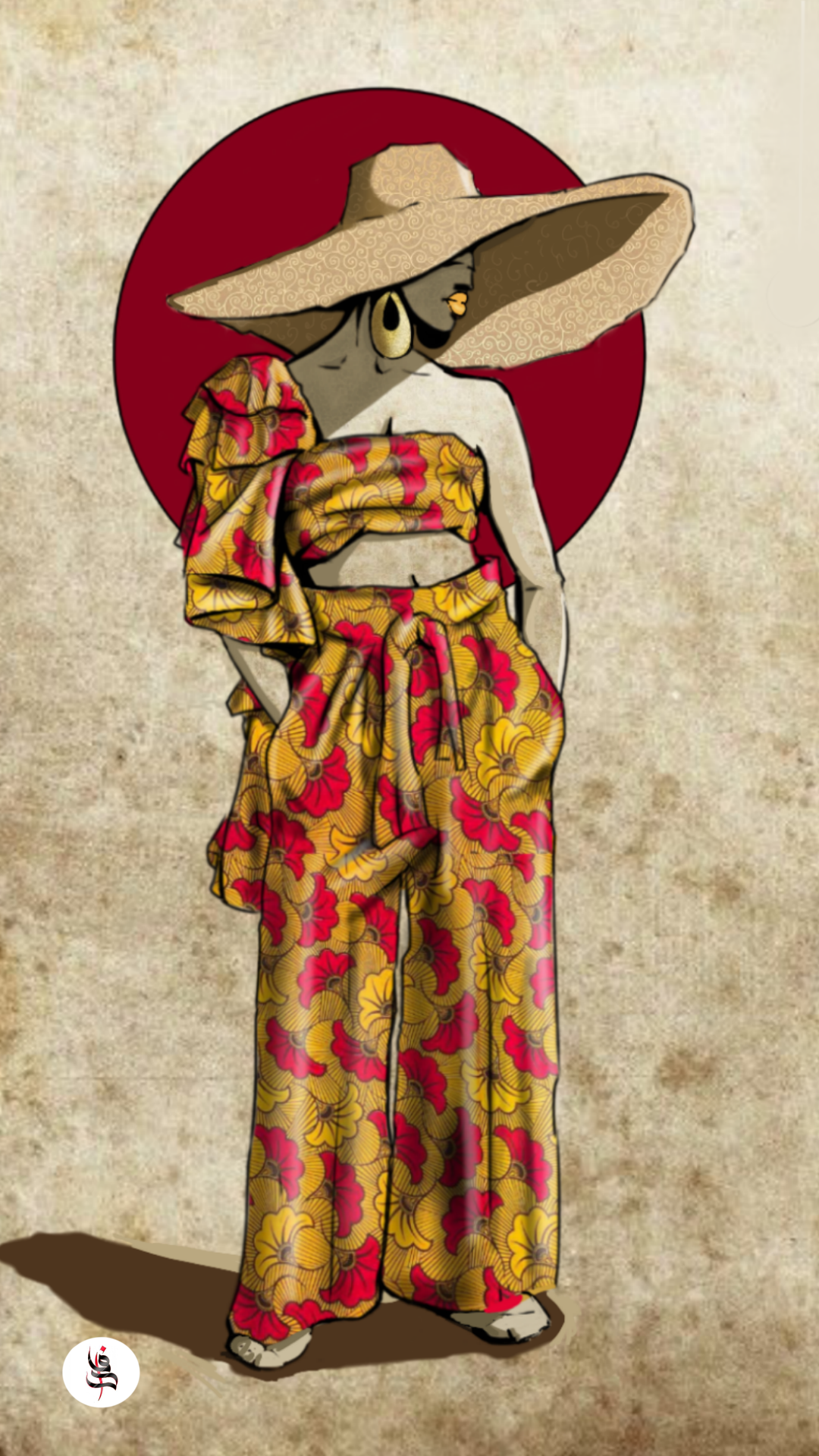 General 1080x1920 illustration digital art artwork women African hat kudi888