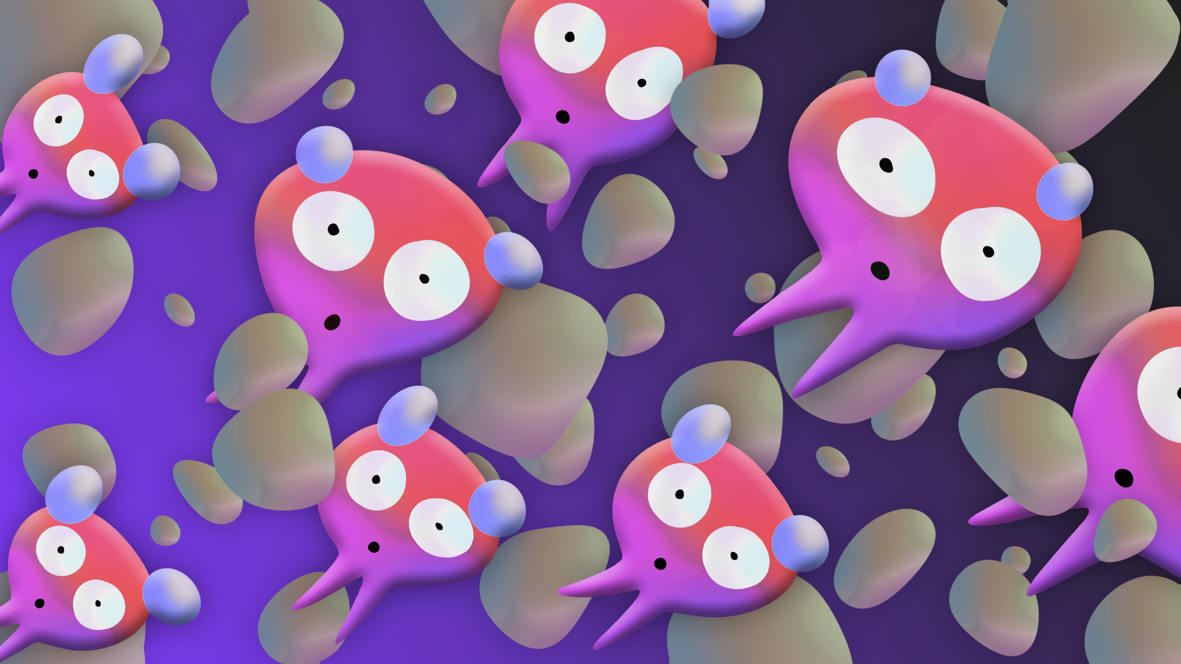 General 3840x2160 abstract creature water bubbles cartoon