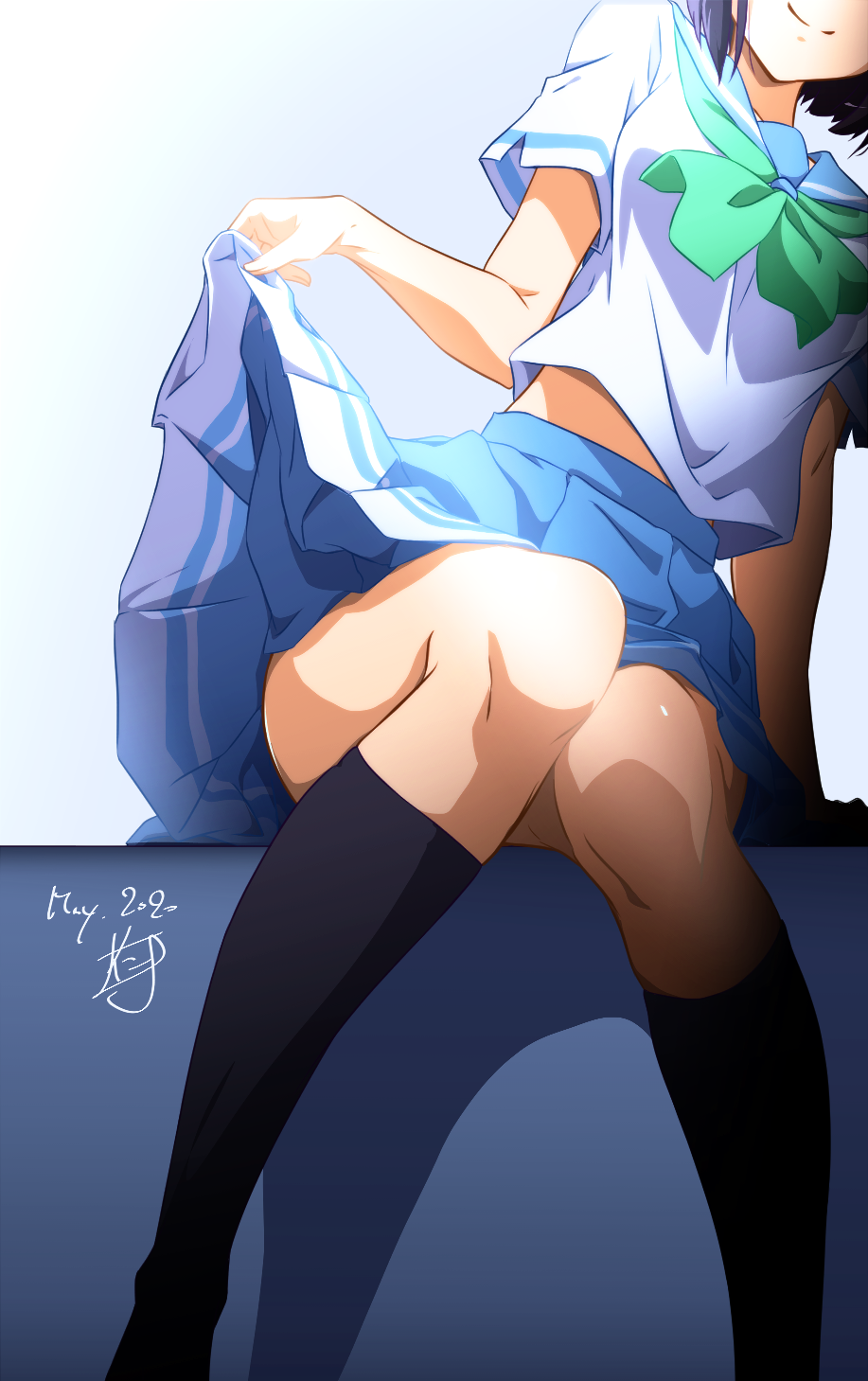Anime 917x1459 anime anime girls digital art artwork 2D portrait display lifting skirt school uniform Hibike! Euphonium Nii Manabu smiling