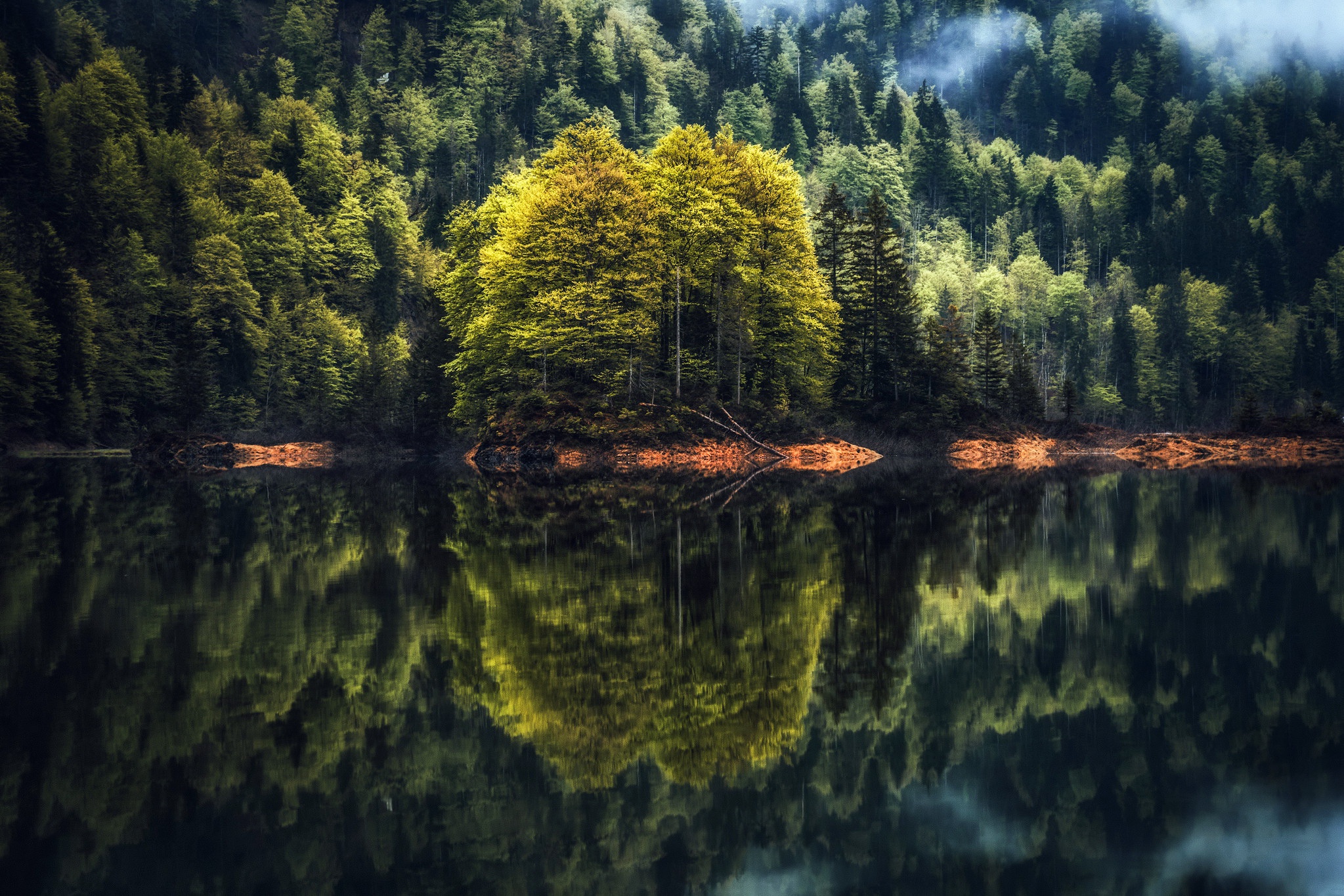General 2047x1365 reflection water nature trees lake symmetry forest