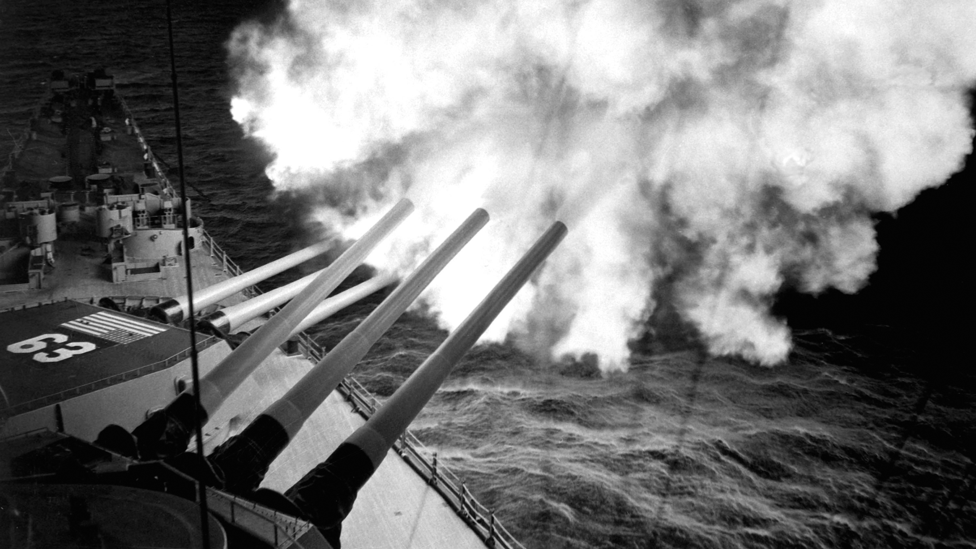 General 3200x1800 military ship United States Navy World War II history cannons monochrome Battleships