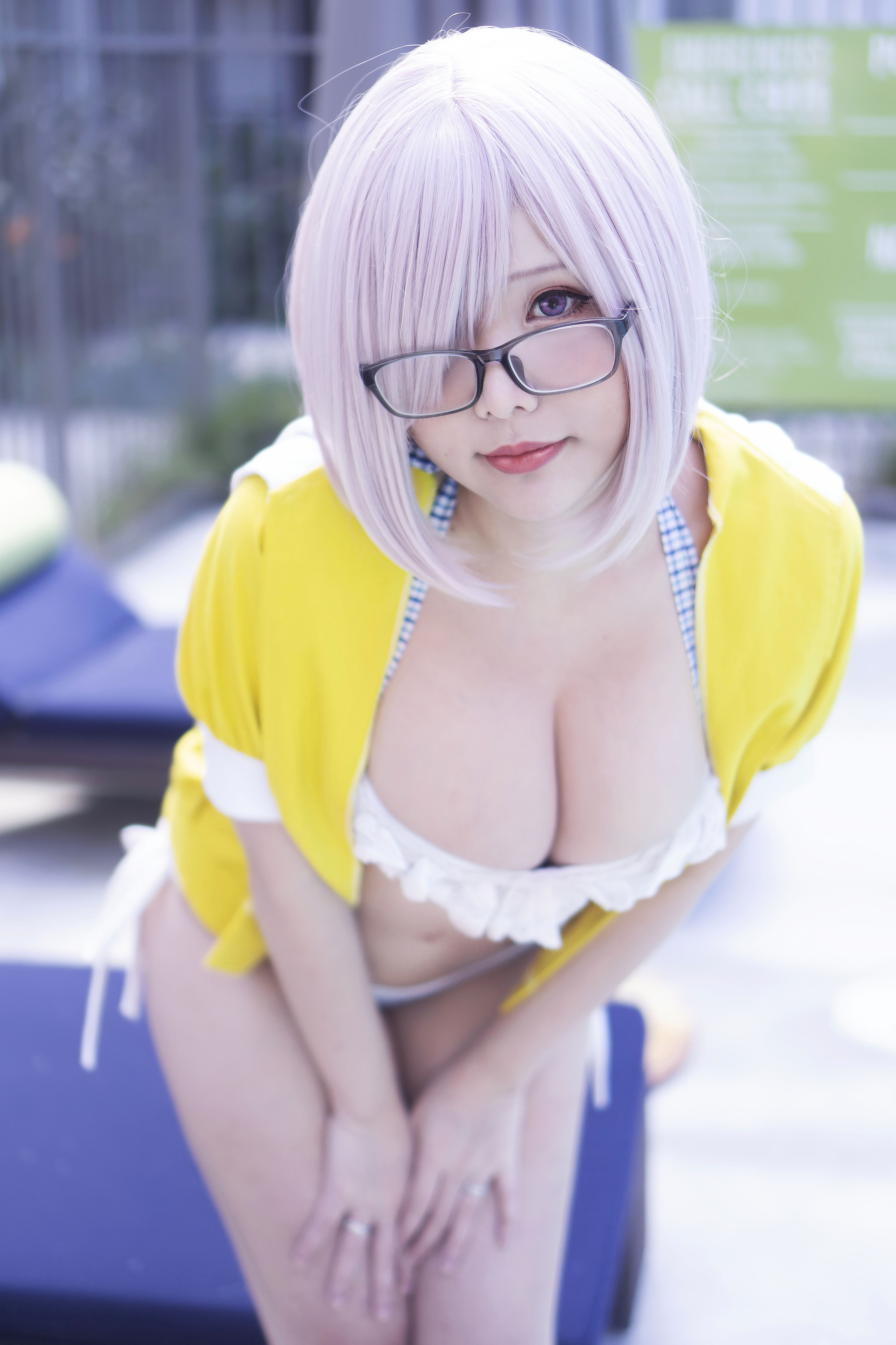 Women Model Asian Cosplay Hana Bunny Big Boobs Cleavage Women