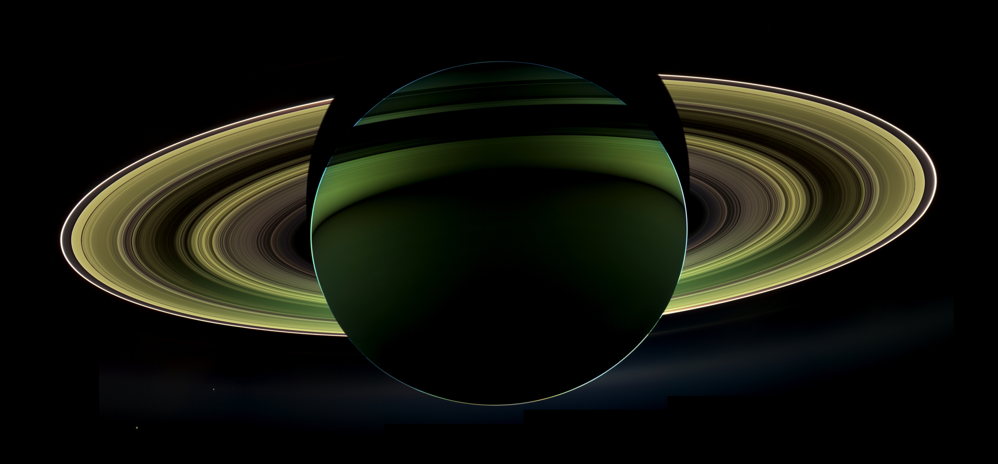General 3336x1552 astronomy Saturn planetary rings planet Solar System low light simple background digital art space art