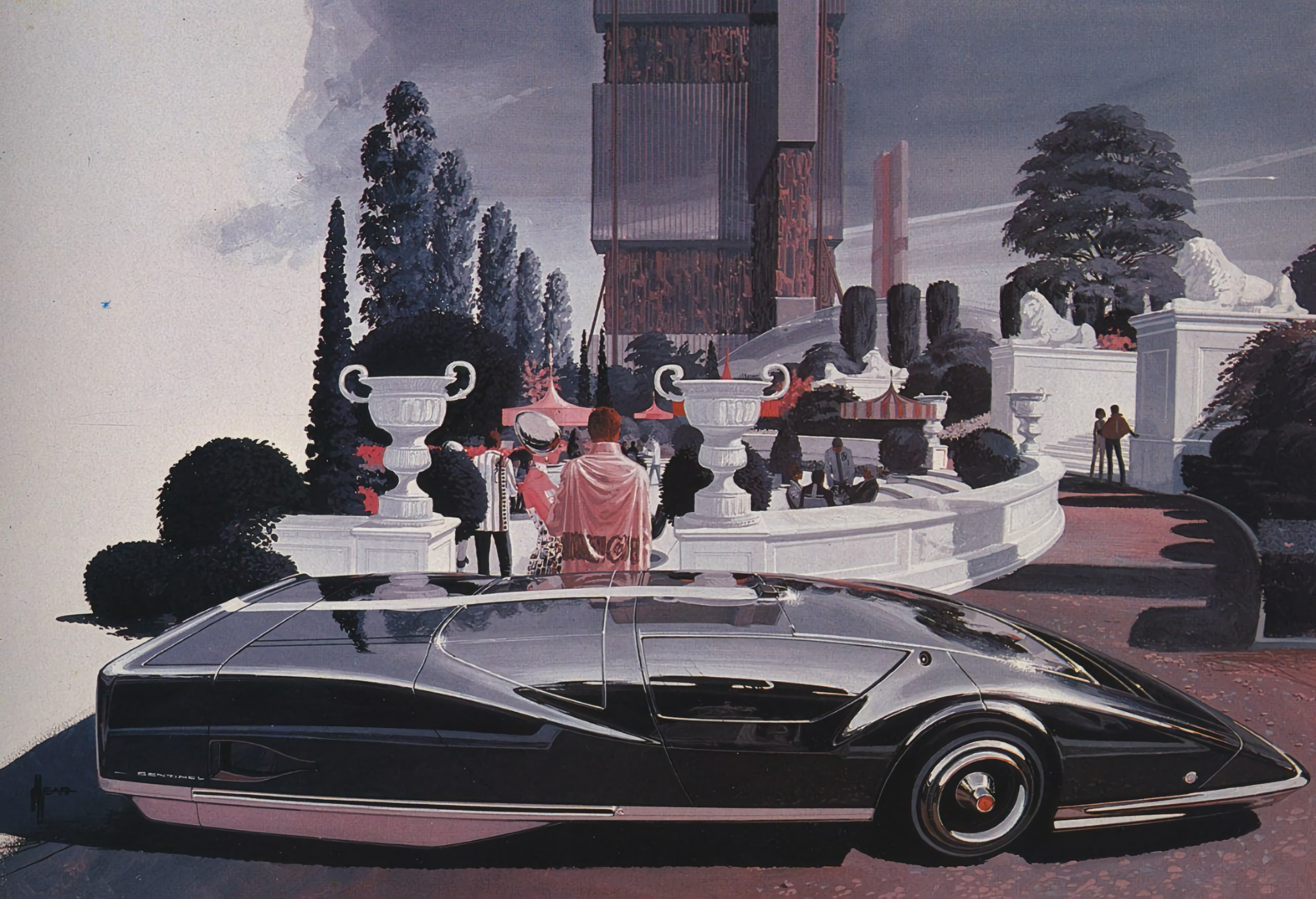 General 2048x1399 Syd Mead Ford car vehicle black cars futuristic artwork