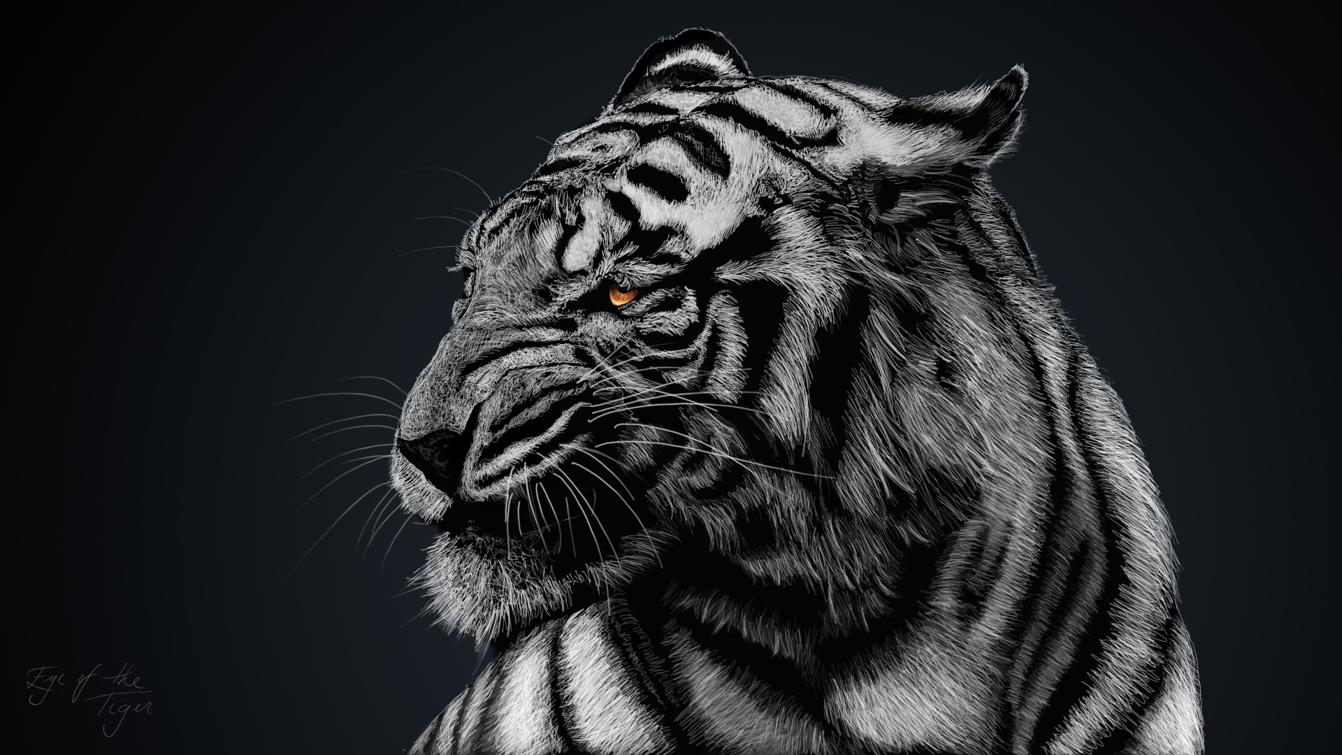 General 1920x1080 tiger animals big cats DeviantArt mammals glowing eyes simple background artwork