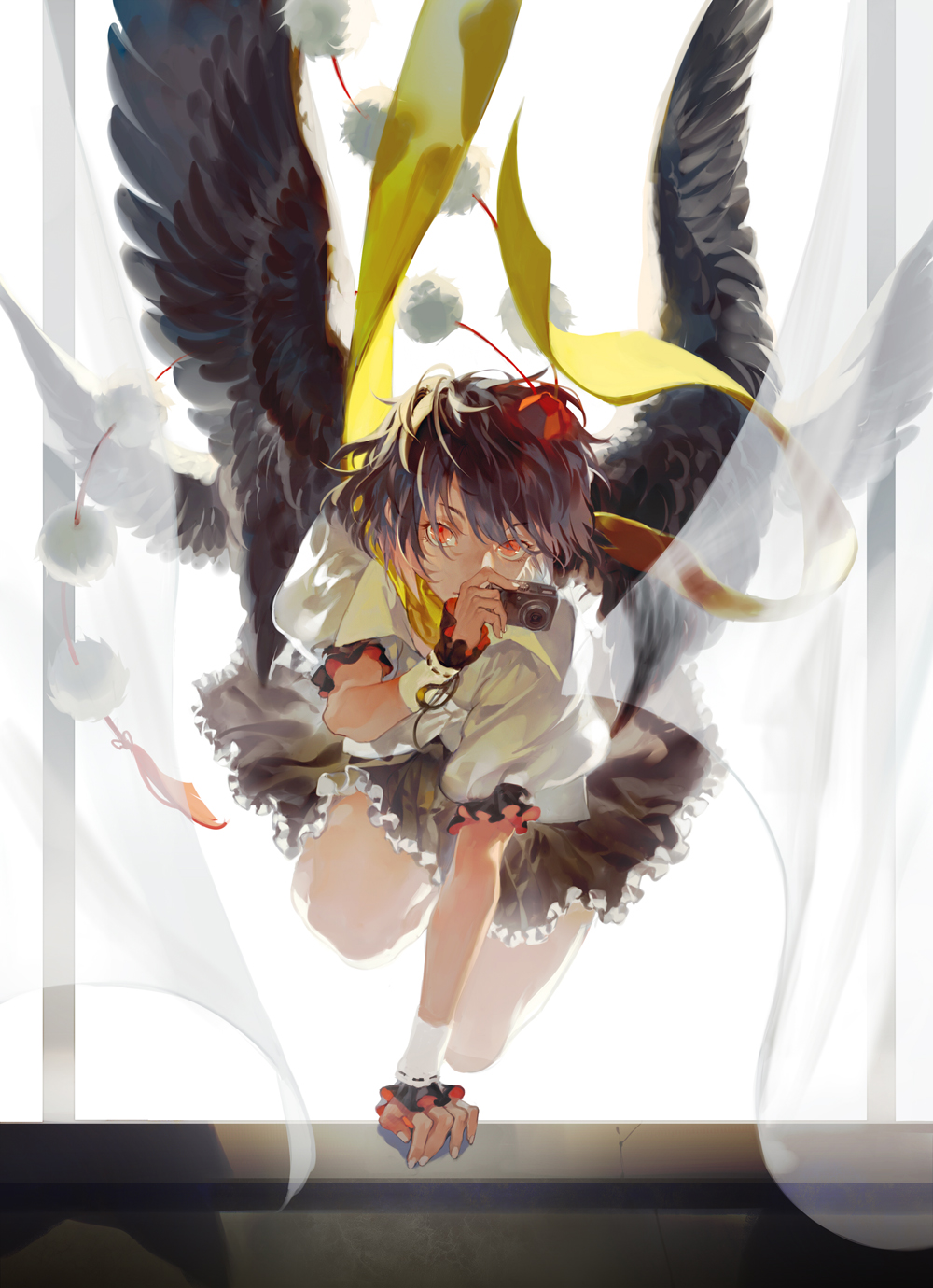 Anime 1000x1380 anime anime girls wings fantasy girl red eyes