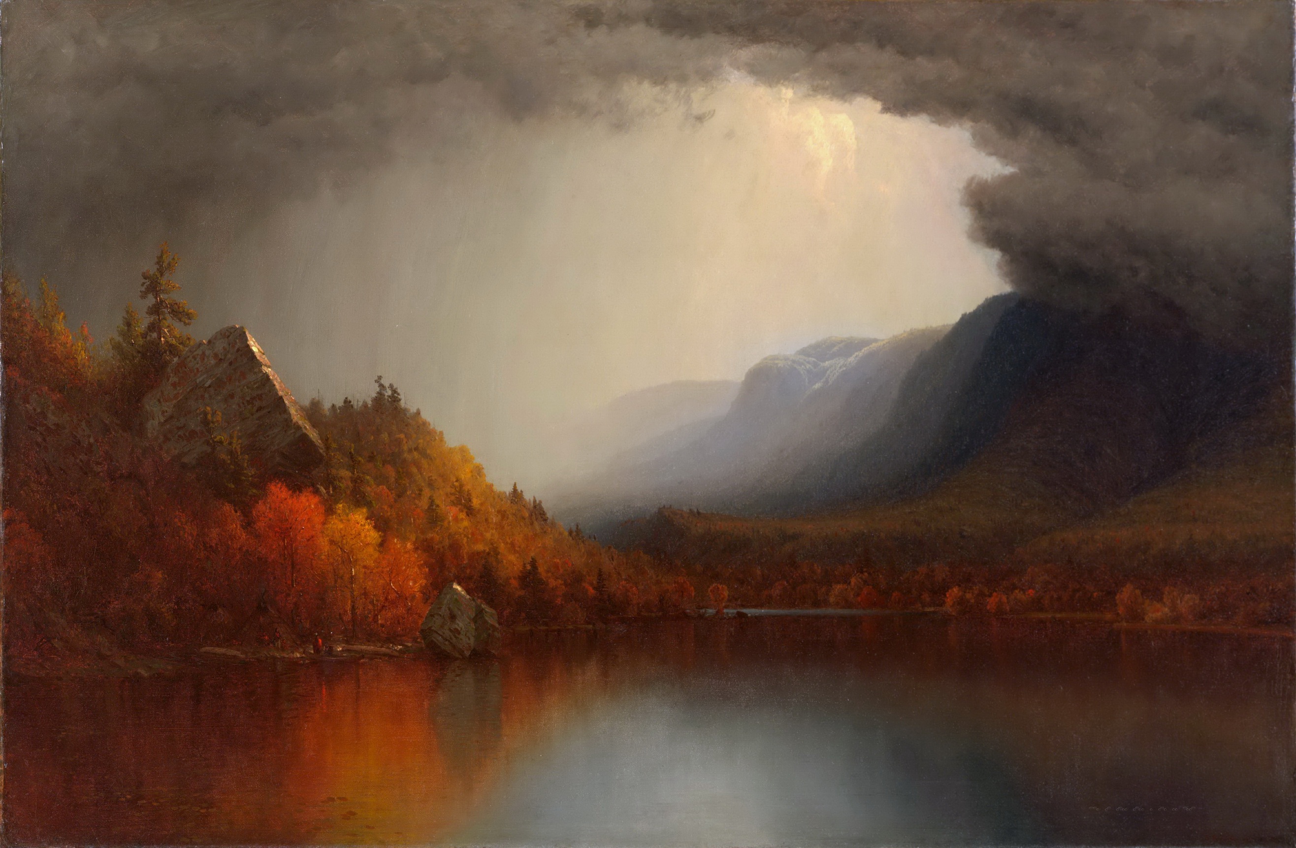 General 2632x1723 artwork lake trees mountain top fall nature landscape painting digital art