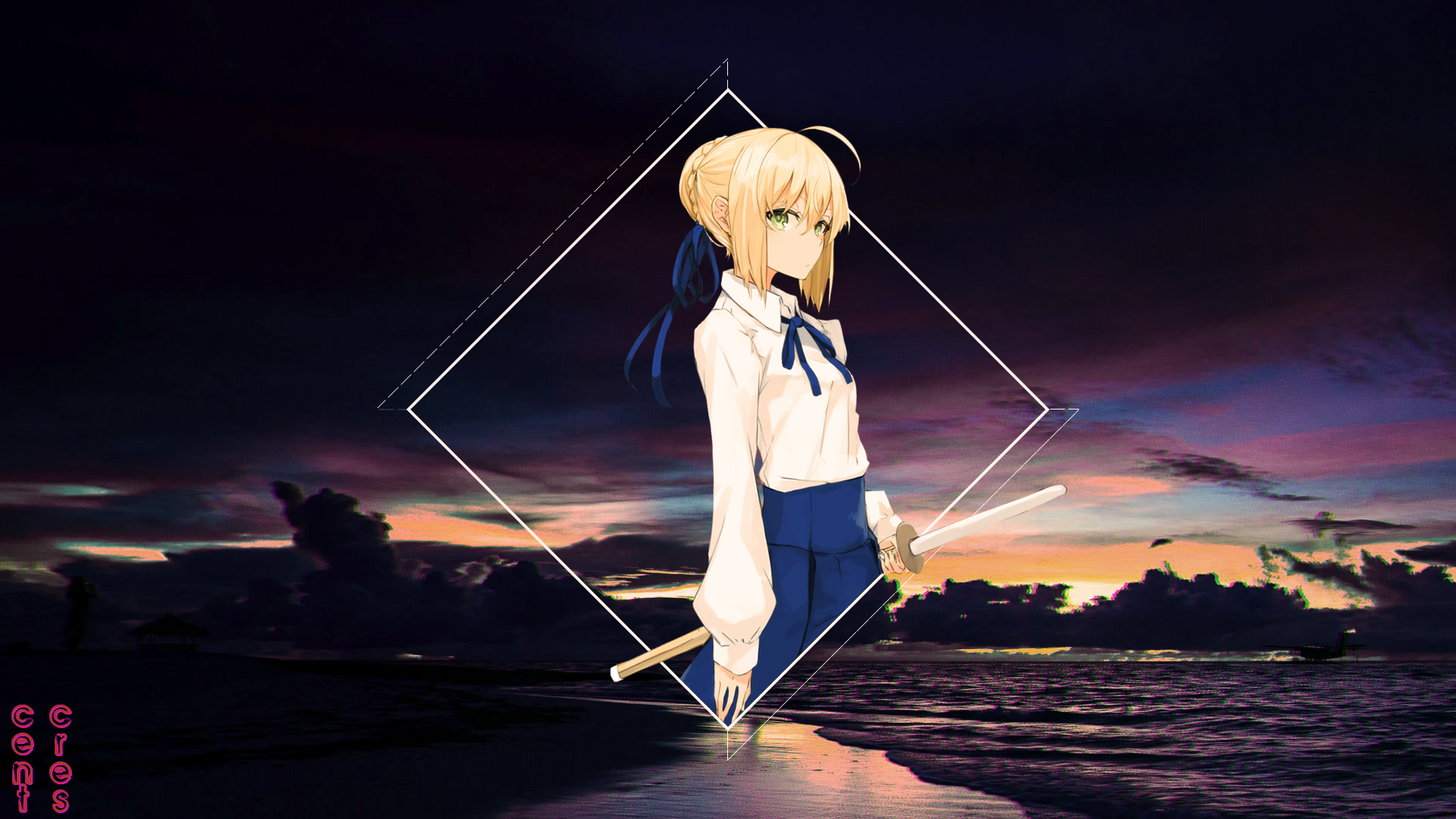 Anime 1920x1080 Saber Fate/Grand Order anime girls anime green eyes blonde picture-in-picture