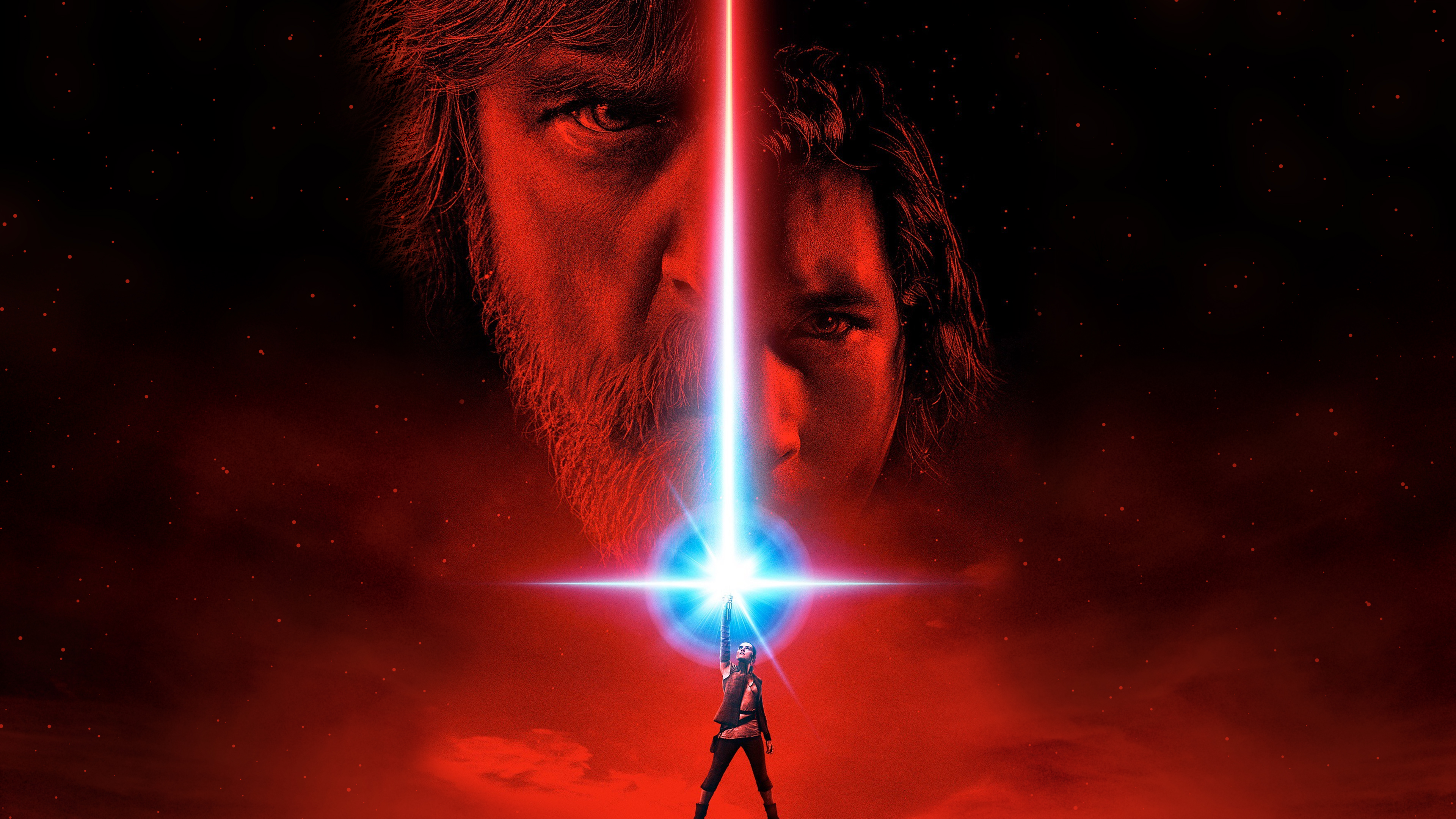 General 3840x2160 Star Wars Star Wars: The Last Jedi Luke Skywalker lightsaber movie poster Kylo Ren Star Wars Heroes Star Wars Villains red face