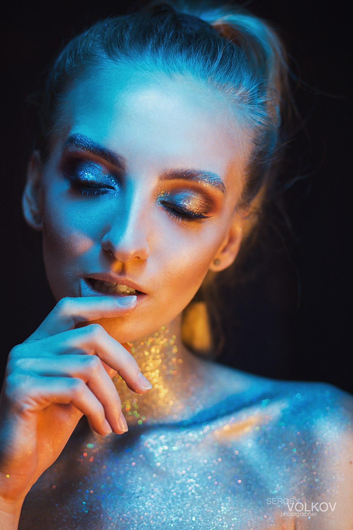 People 1133x1700 women face portrait model Sergey Volkov blue glitter