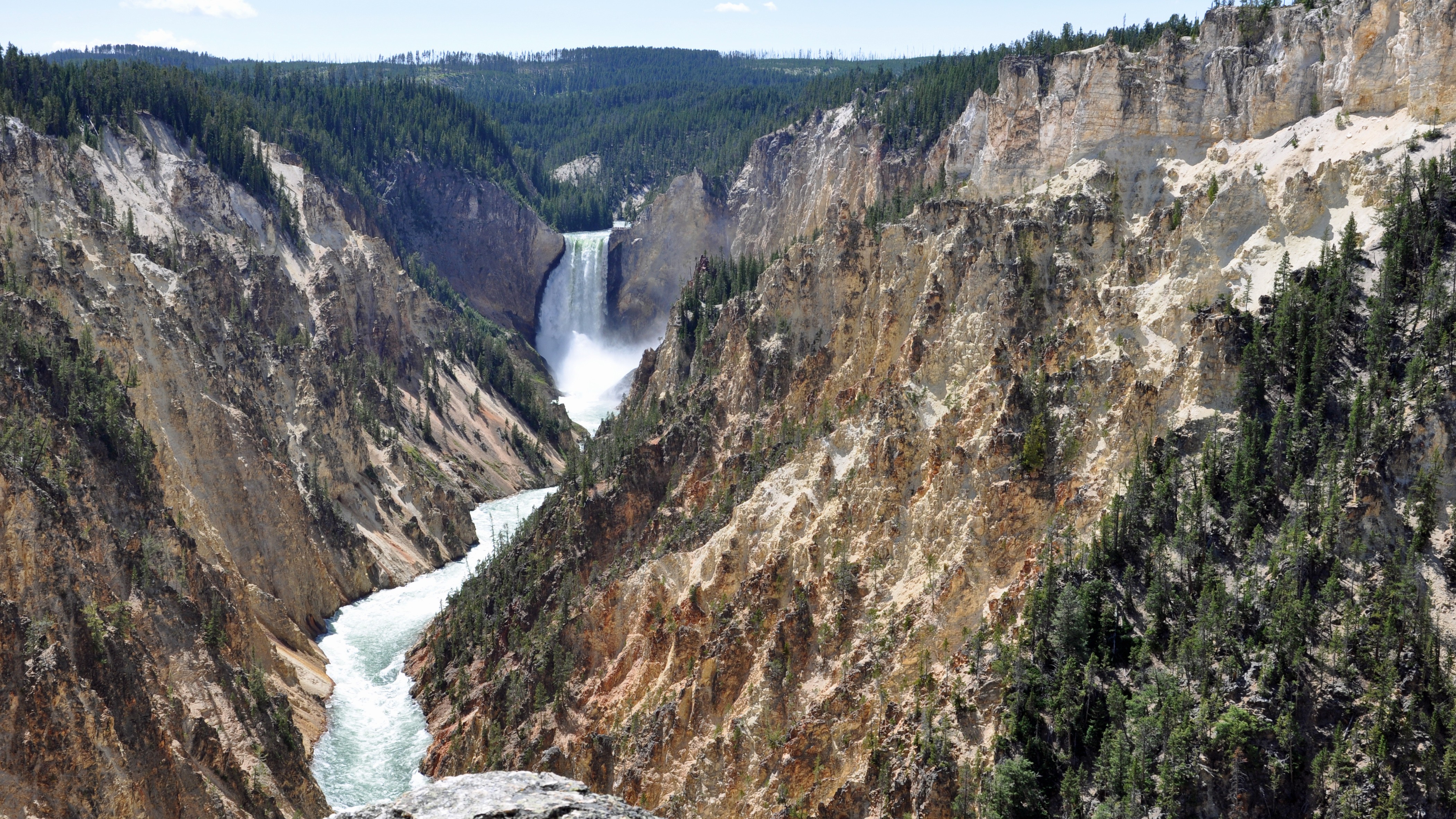 General 4200x2363 Yellowstone National Park waterfall rocks rock formation USA nature canyon river