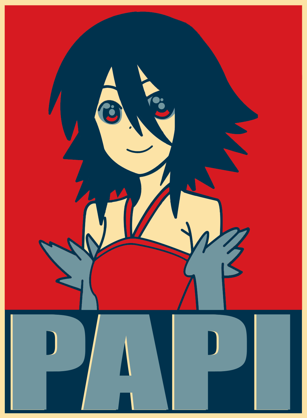 Anime 1028x1400 anime anime girls Monster Musume no Iru Nichijou Papi (Monmusu) poster red background smiling hair in face black hair
