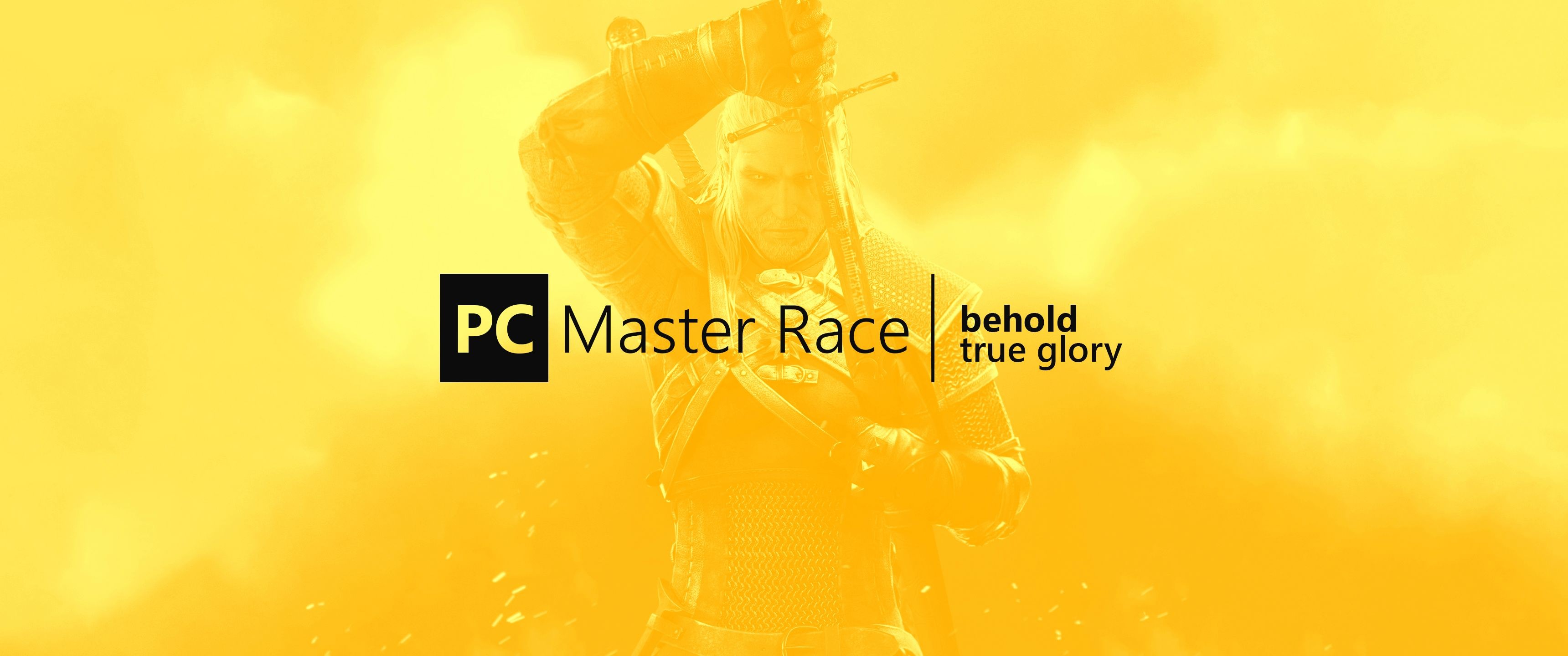 General 3440x1440 PC Master  Race PC gaming Geralt of Rivia The Witcher The Witcher 3: Wild Hunt video games yellow background