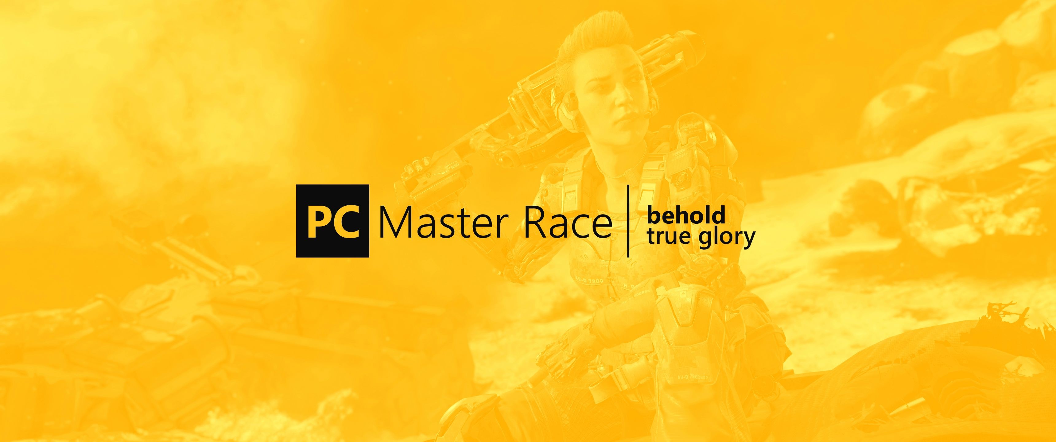 General 3440x1440 PC gaming PC Master  Race yellow background text digital art minimalism simple background