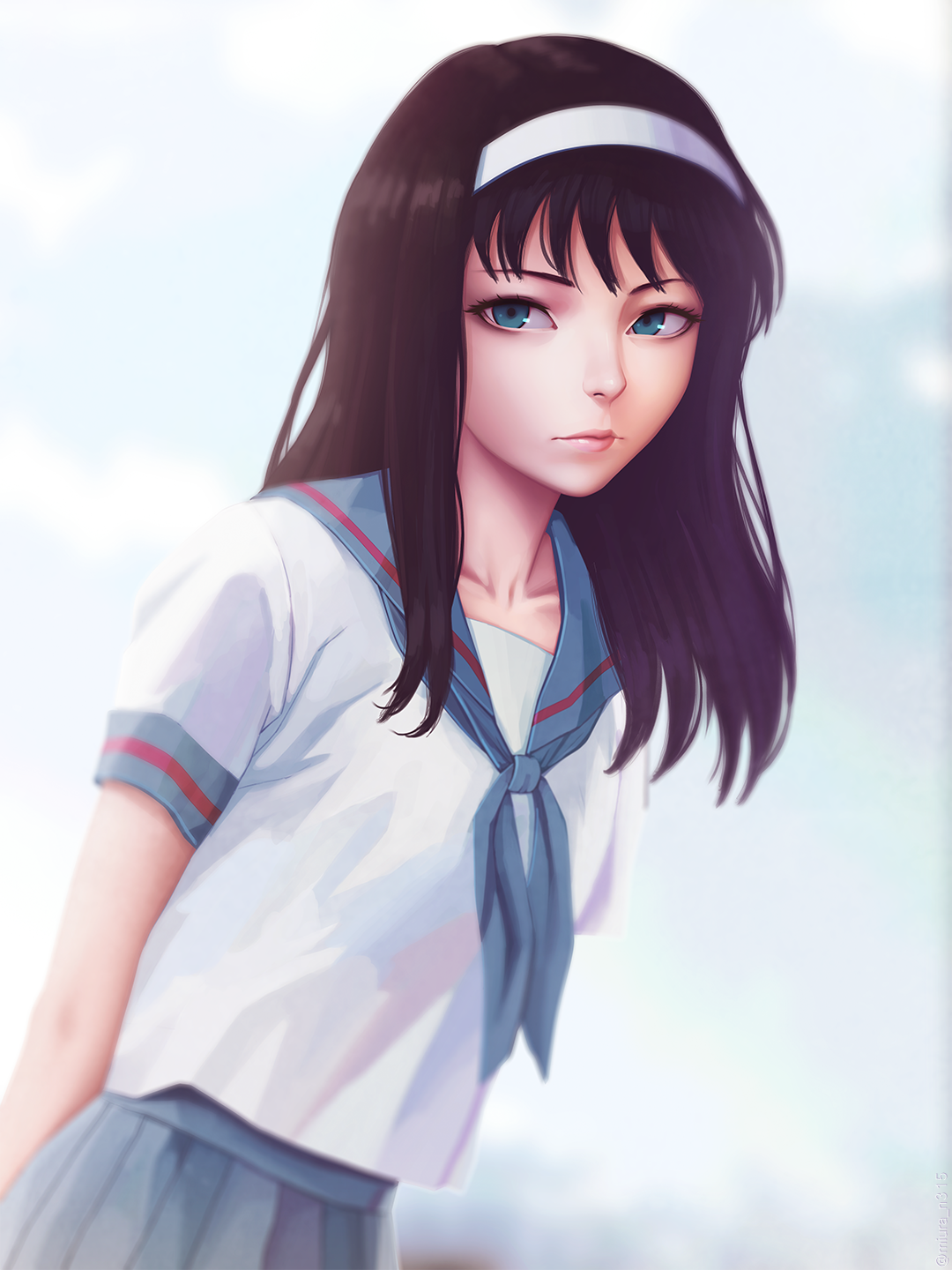 Anime 1080x1440 anime anime girls long hair brunette aqua eyes school uniform Miura Naoko
