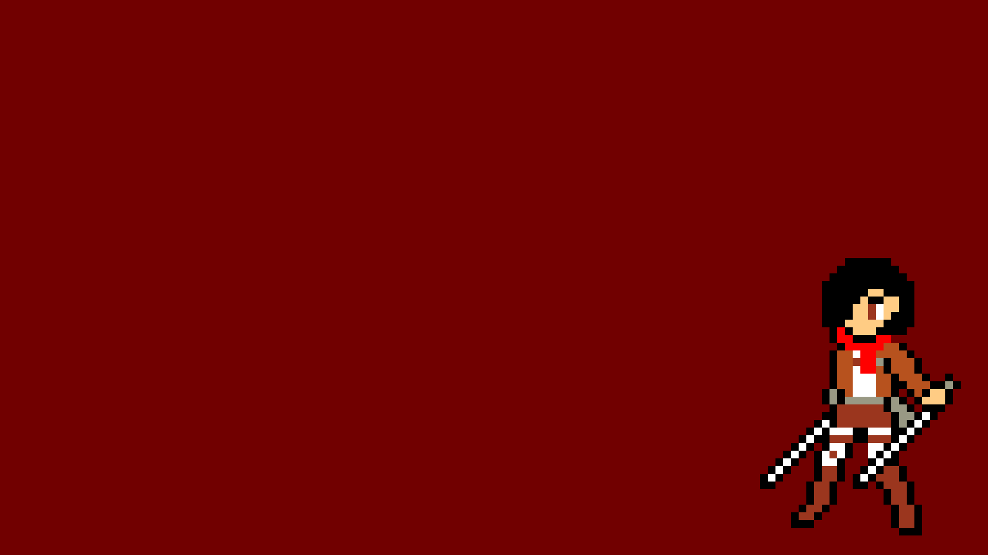 General 1920x1080 pixel art pixels Shingeki no Kyojin Mikasa Ackerman anime girls red background women with swords weapon simple background