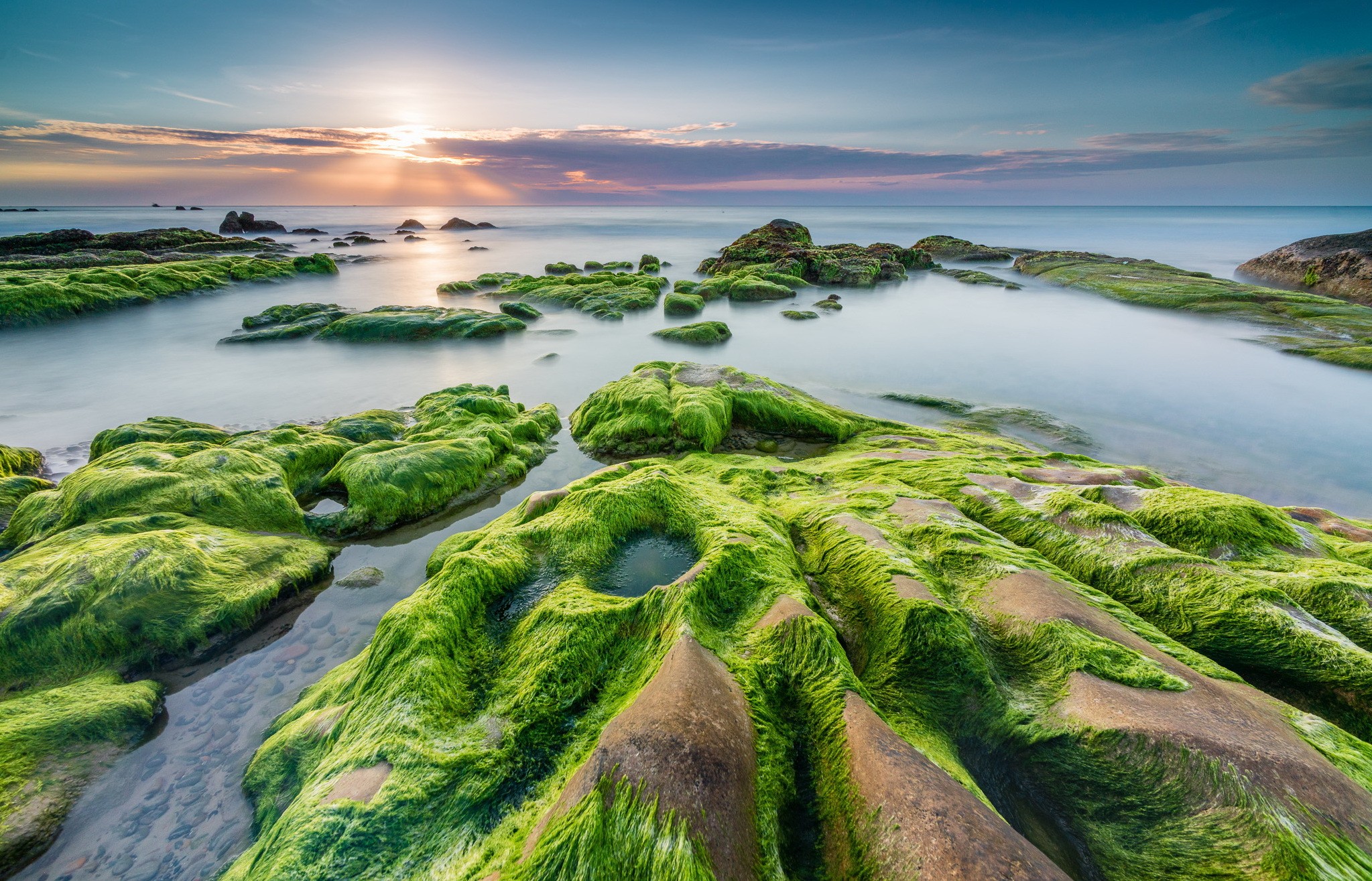 General 2047x1315 sea nature landscape rocks seaweed coast beach