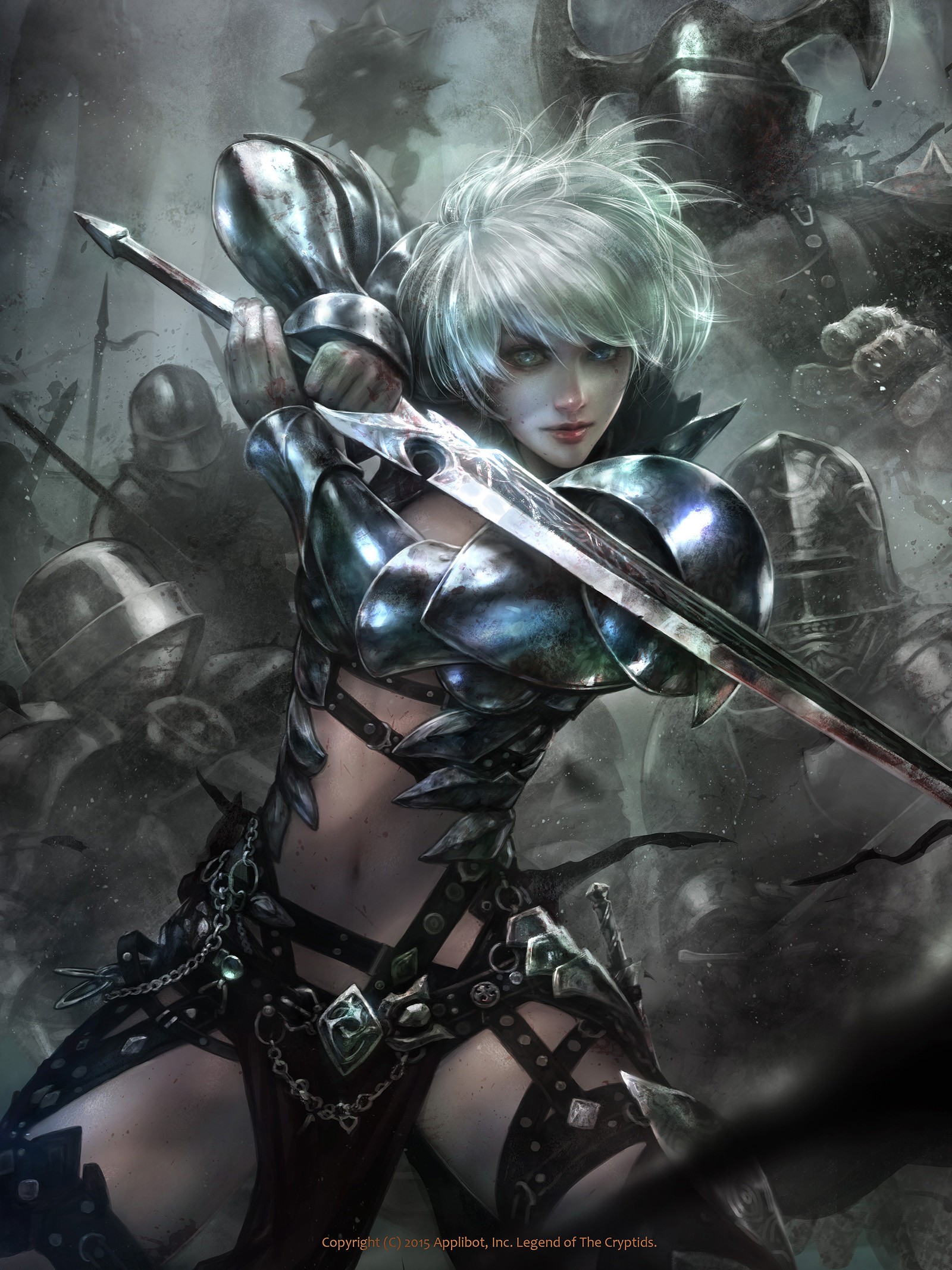 General 1600x2134 fantasy art fantasy girl 2015 (Year) sword women fantasy armor armor women with swords weapon belly Legend of the Cryptids
