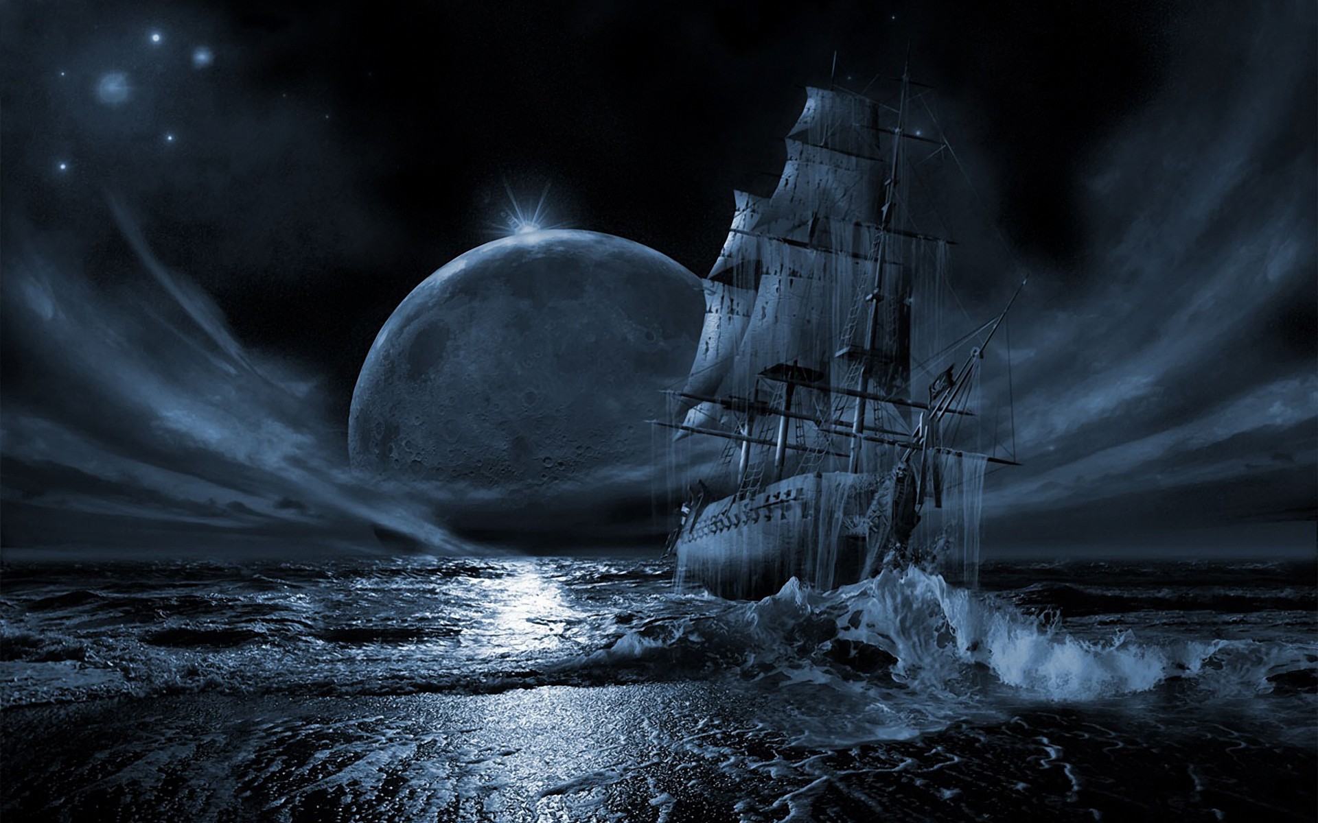 General 1920x1200 ghost ship sea fantasy art sailing ship vehicle ship digital art low light