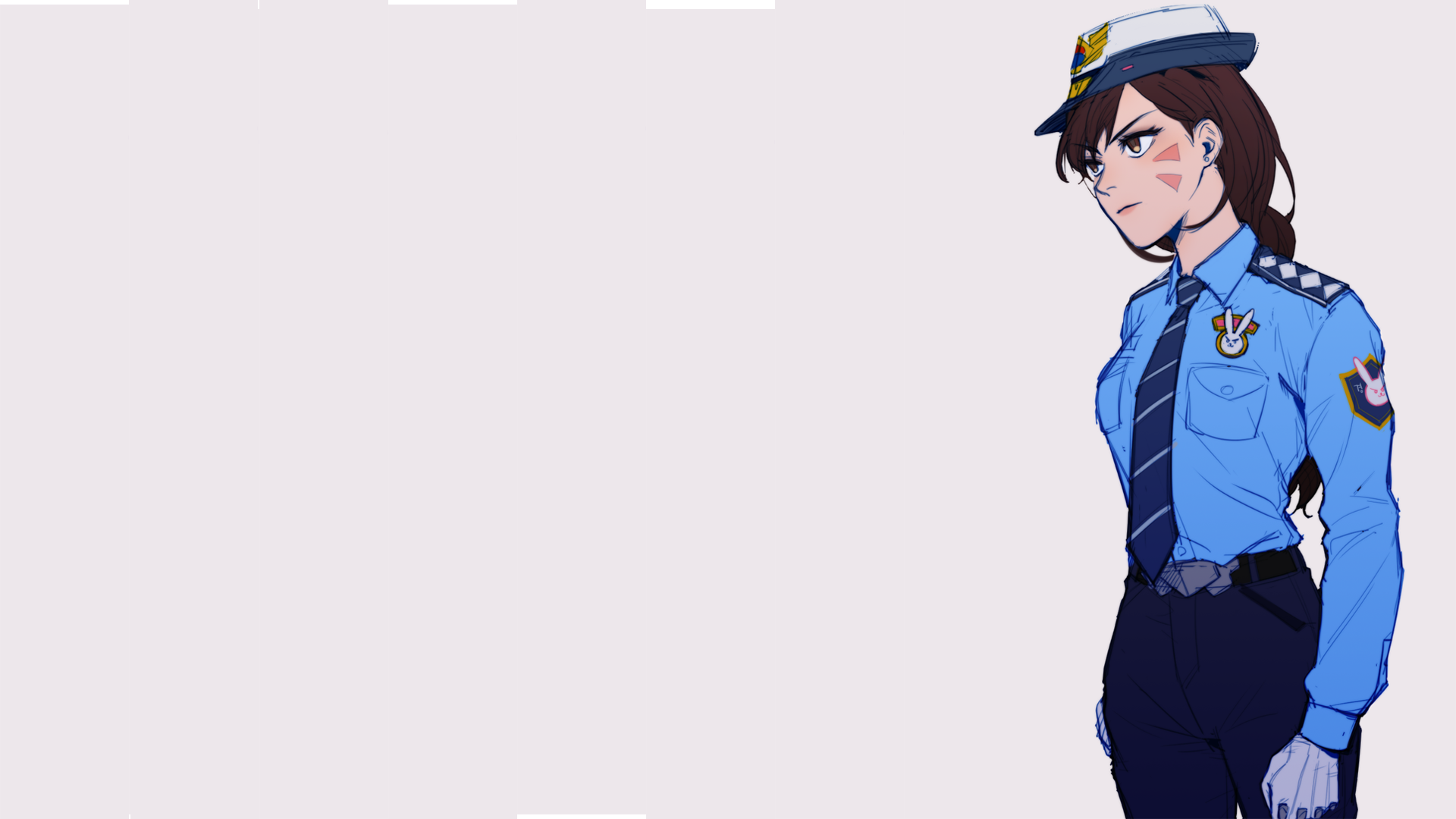 Anime 1920x1080 D.Va (Overwatch) Overwatch anime girls anime police women uniform tie hat simple background