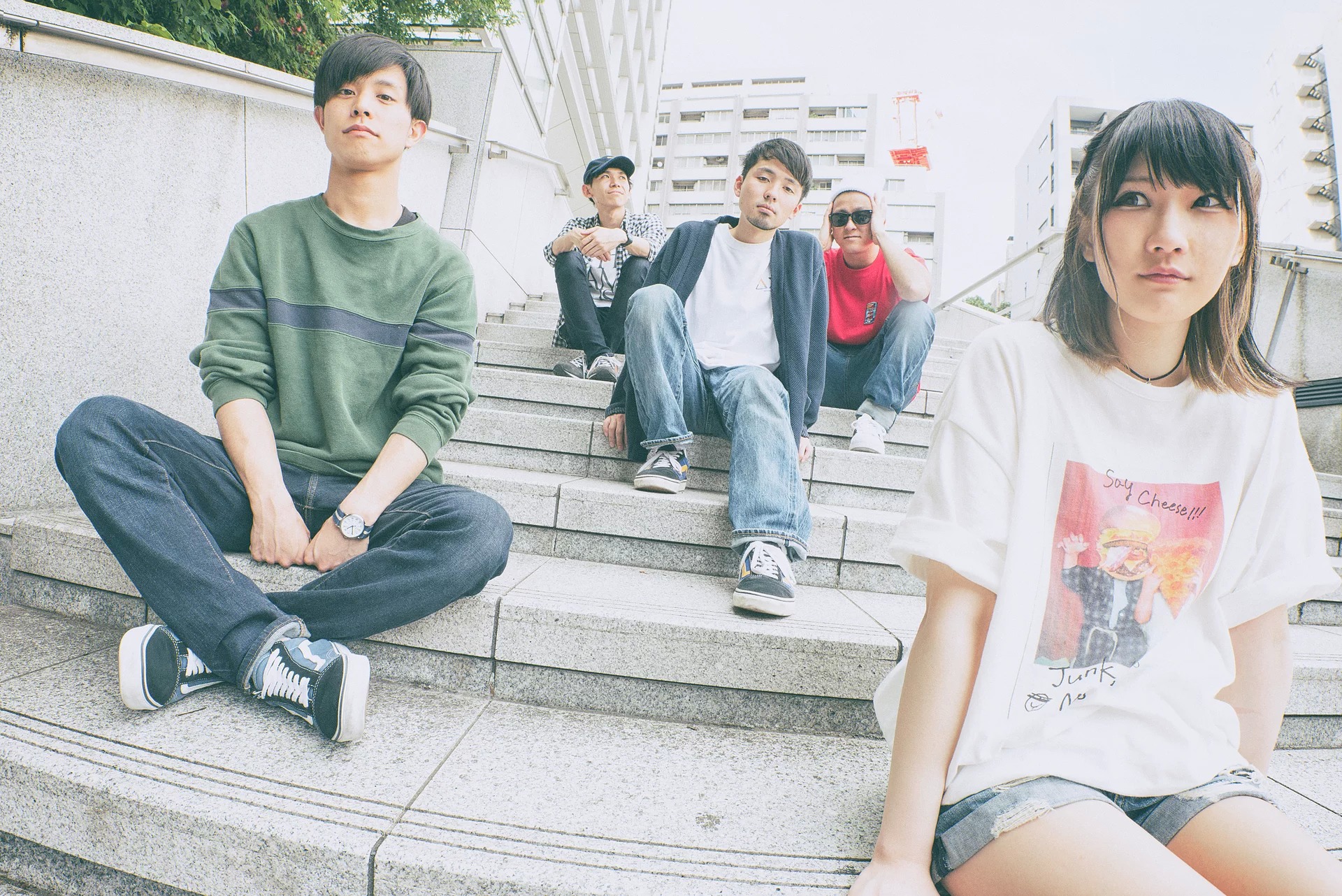 People 1920x1282 Japanese band women men outdoors sitting T-shirt Asian