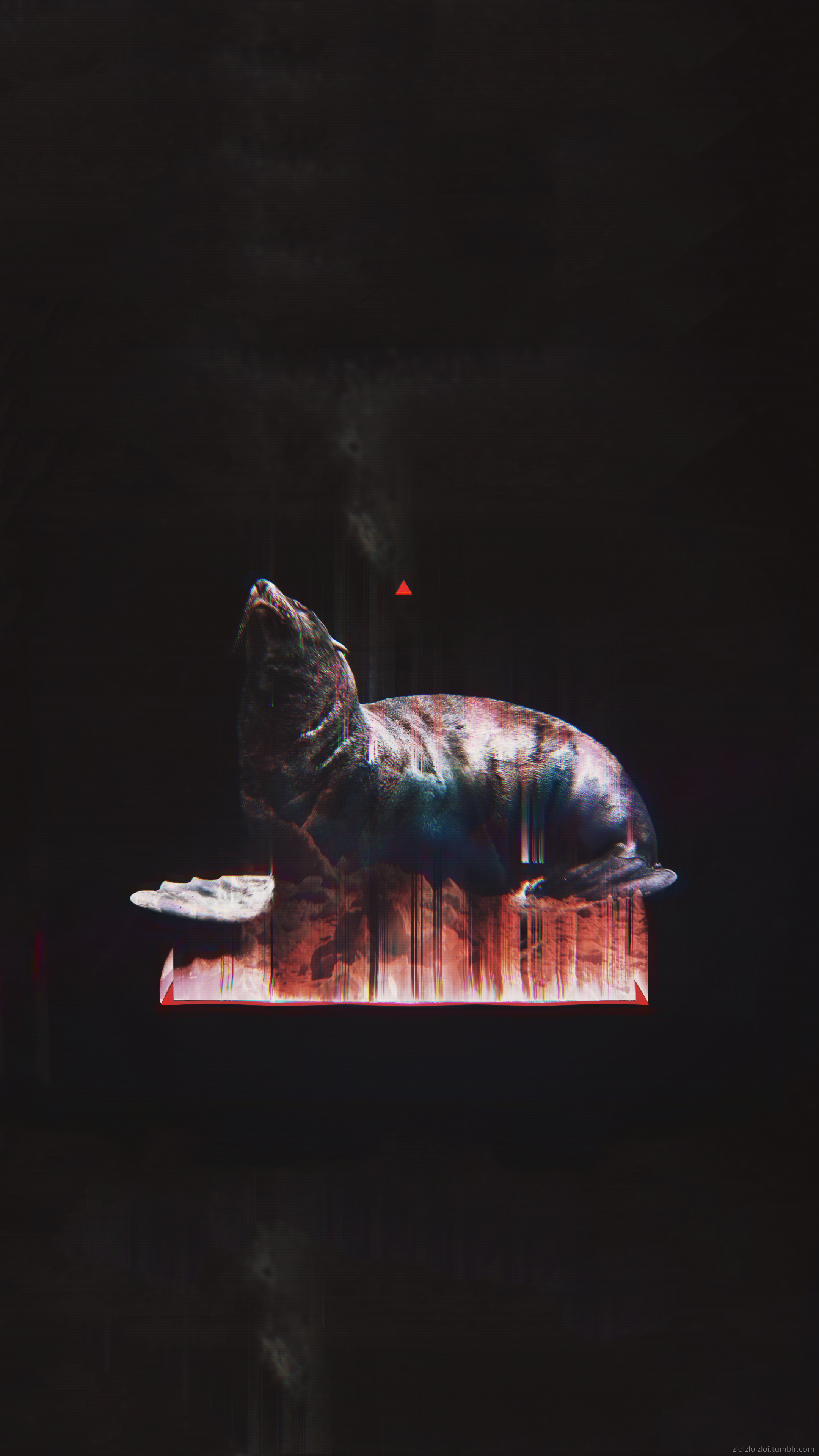 General 2160x3840 glitch art abstract black animals seals