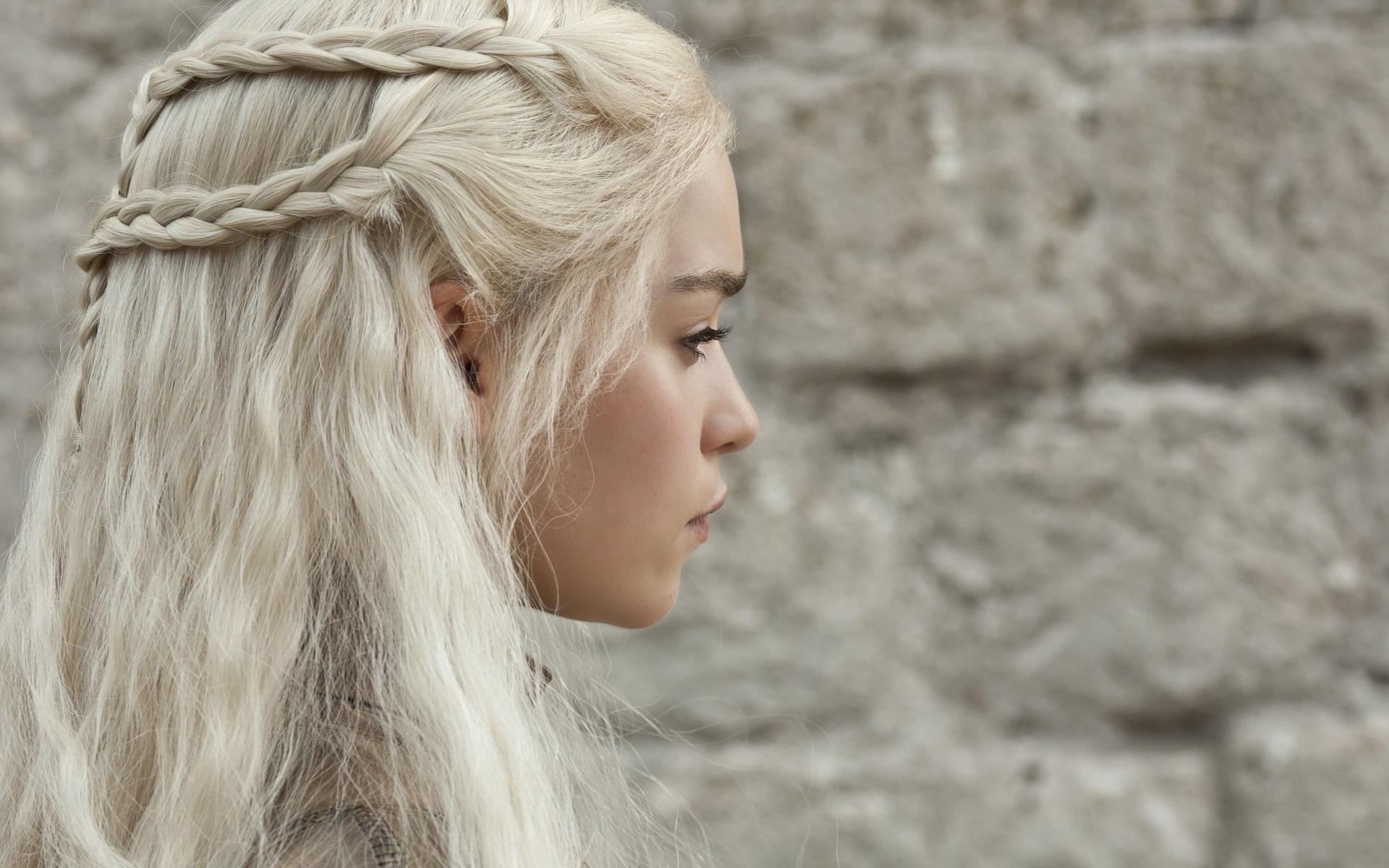 People 1920x1200 Daenerys Targaryen Emilia Clarke women silver hair braids long hair face Game of Thrones TV profile