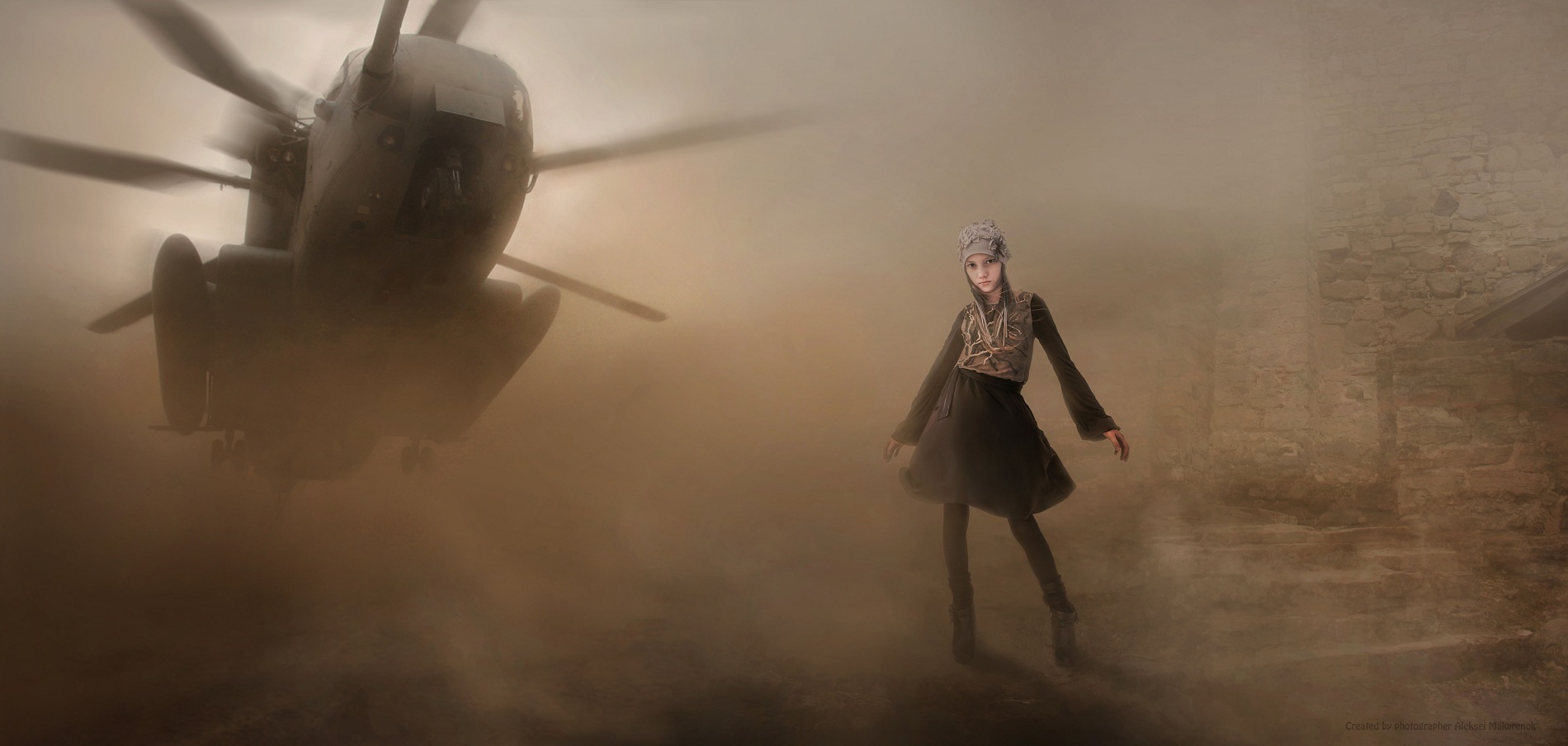 People 1900x904 women helicopters dust sand children photoshopped