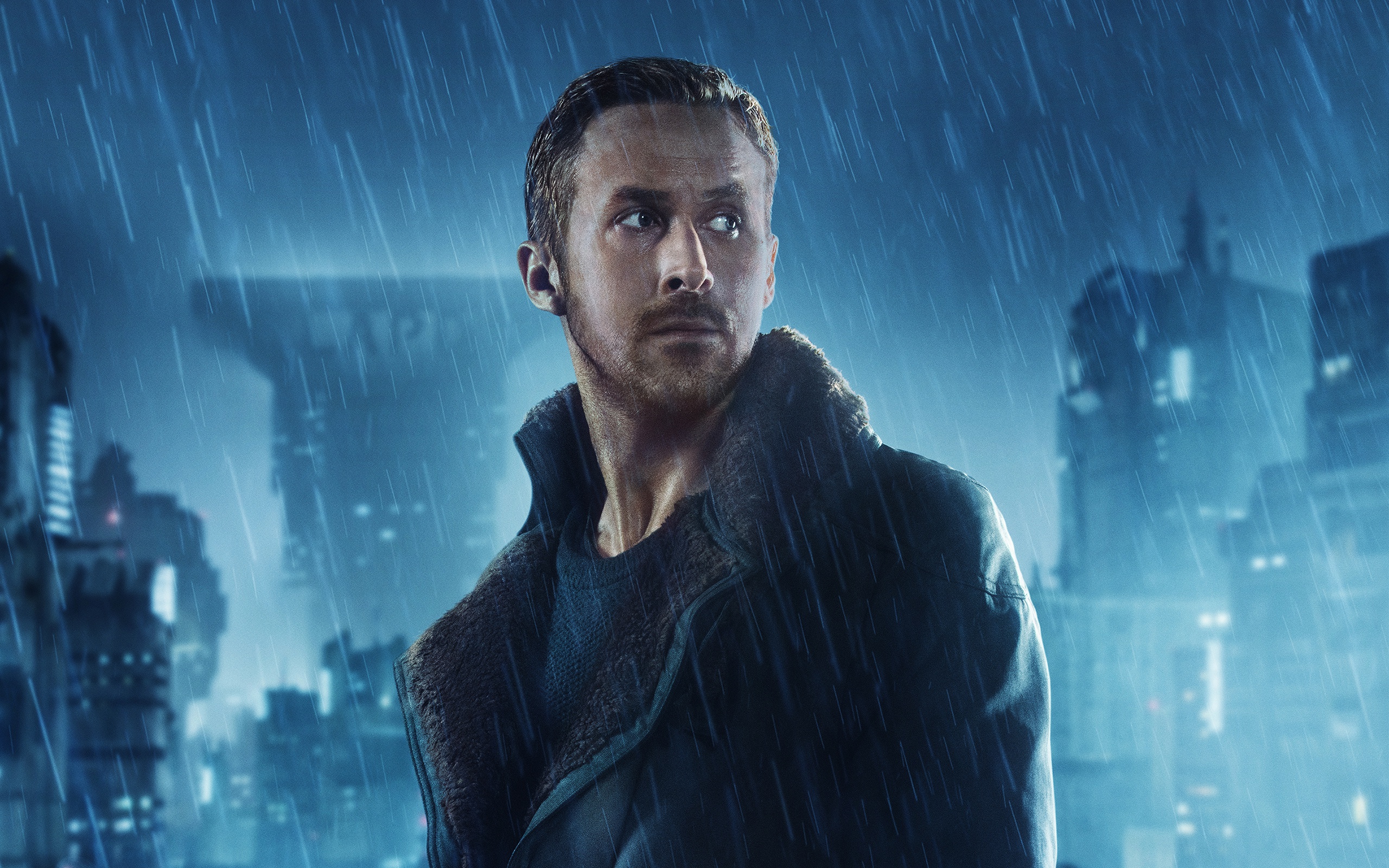 People 2560x1600 Blade Runner 2049 movies men actor Ryan Gosling Officer K blue rain