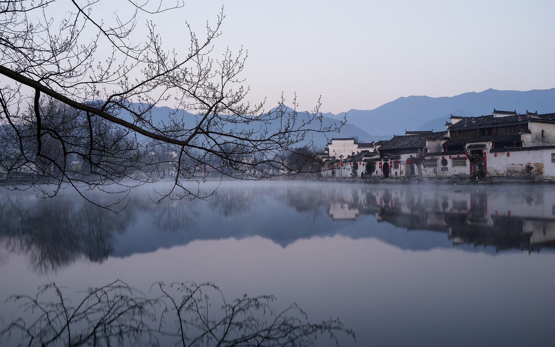 General 1920x1200 Chinese architecture lake trees water