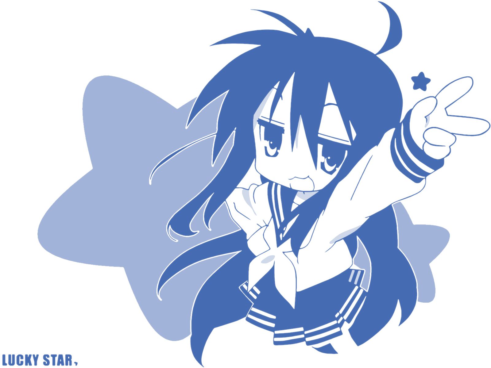 Anime 1600x1200 anime anime girls Lucky Star hand gesture simple background white background