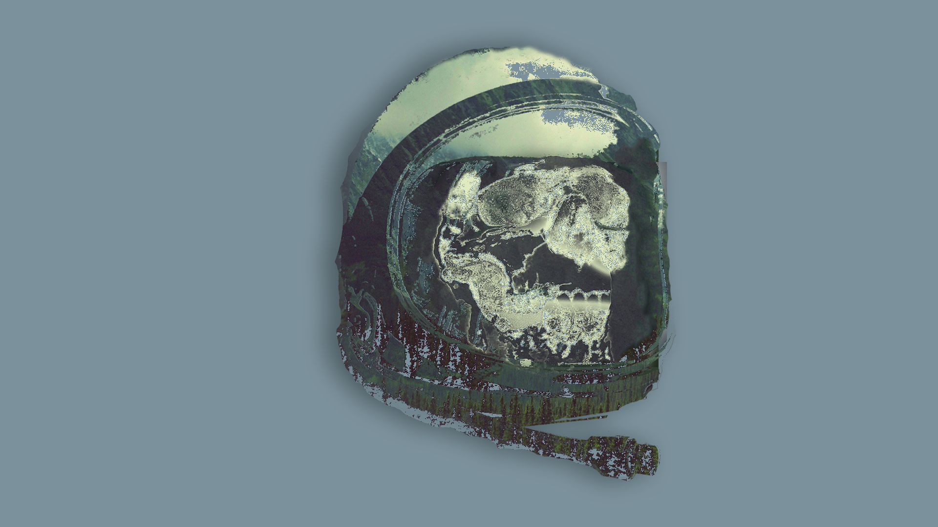 General 1920x1080 skull minimalism helmet blue background simple background digital art