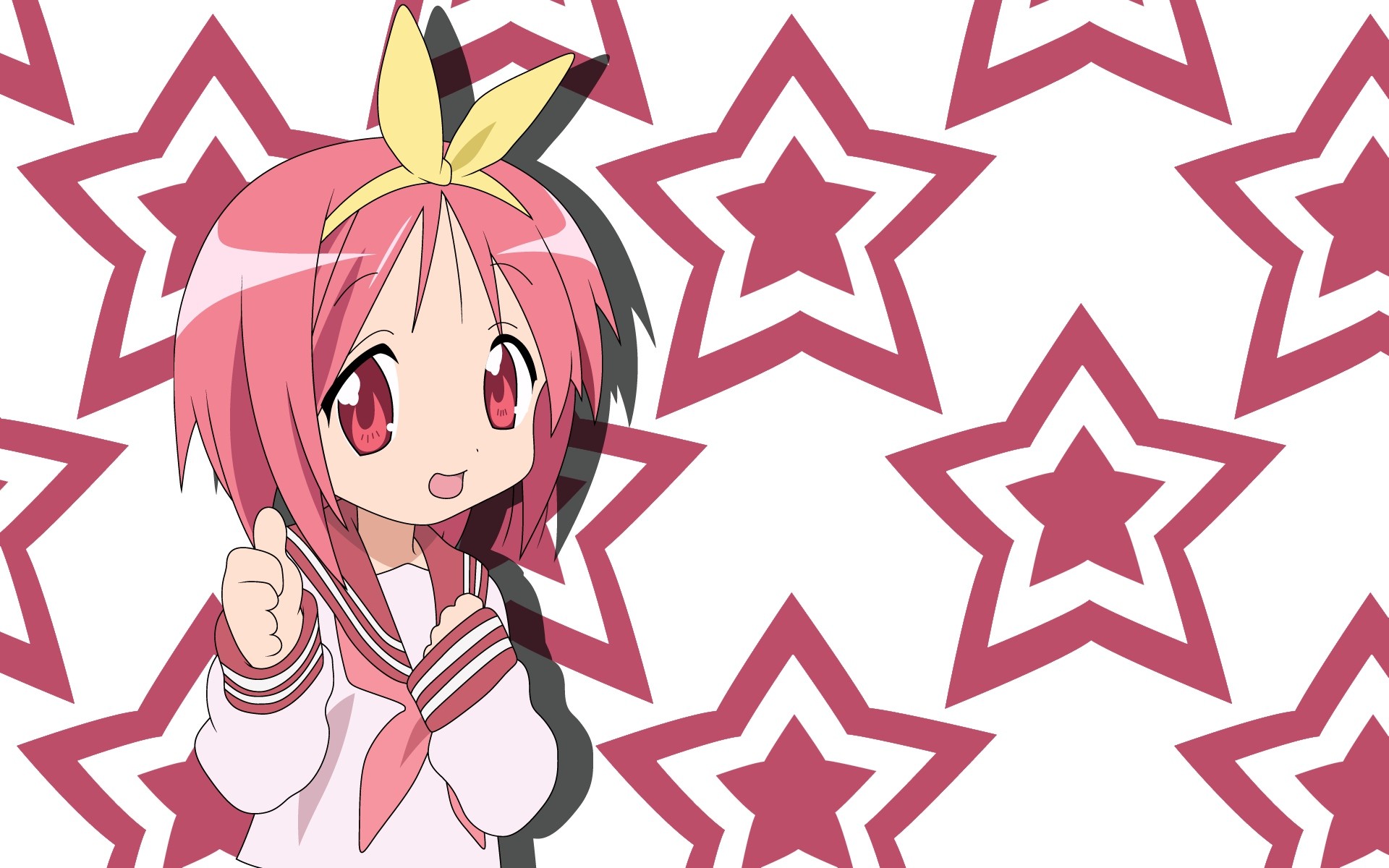 Anime 1920x1200 anime anime girls Lucky Star white background pink hair thumbs up hand gesture