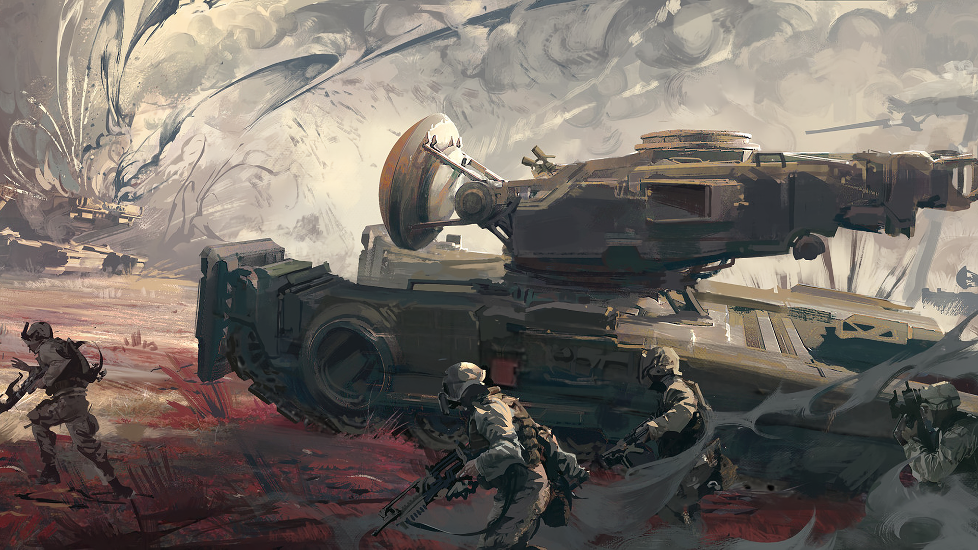 General 1920x1080 digital art tank soldier artwork vehicle military