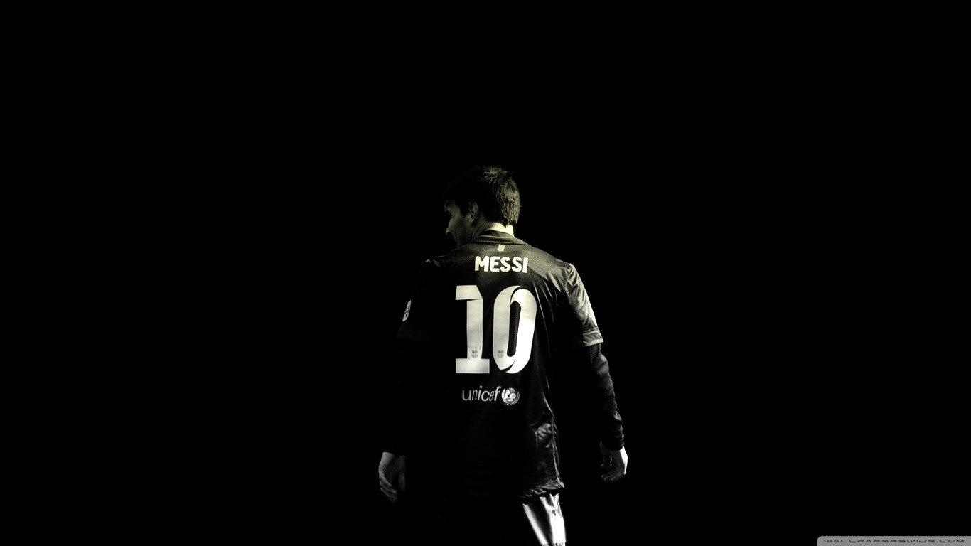 General 1366x768 men sport Lionel Messi Argentinian Football Player soccer black background monochrome