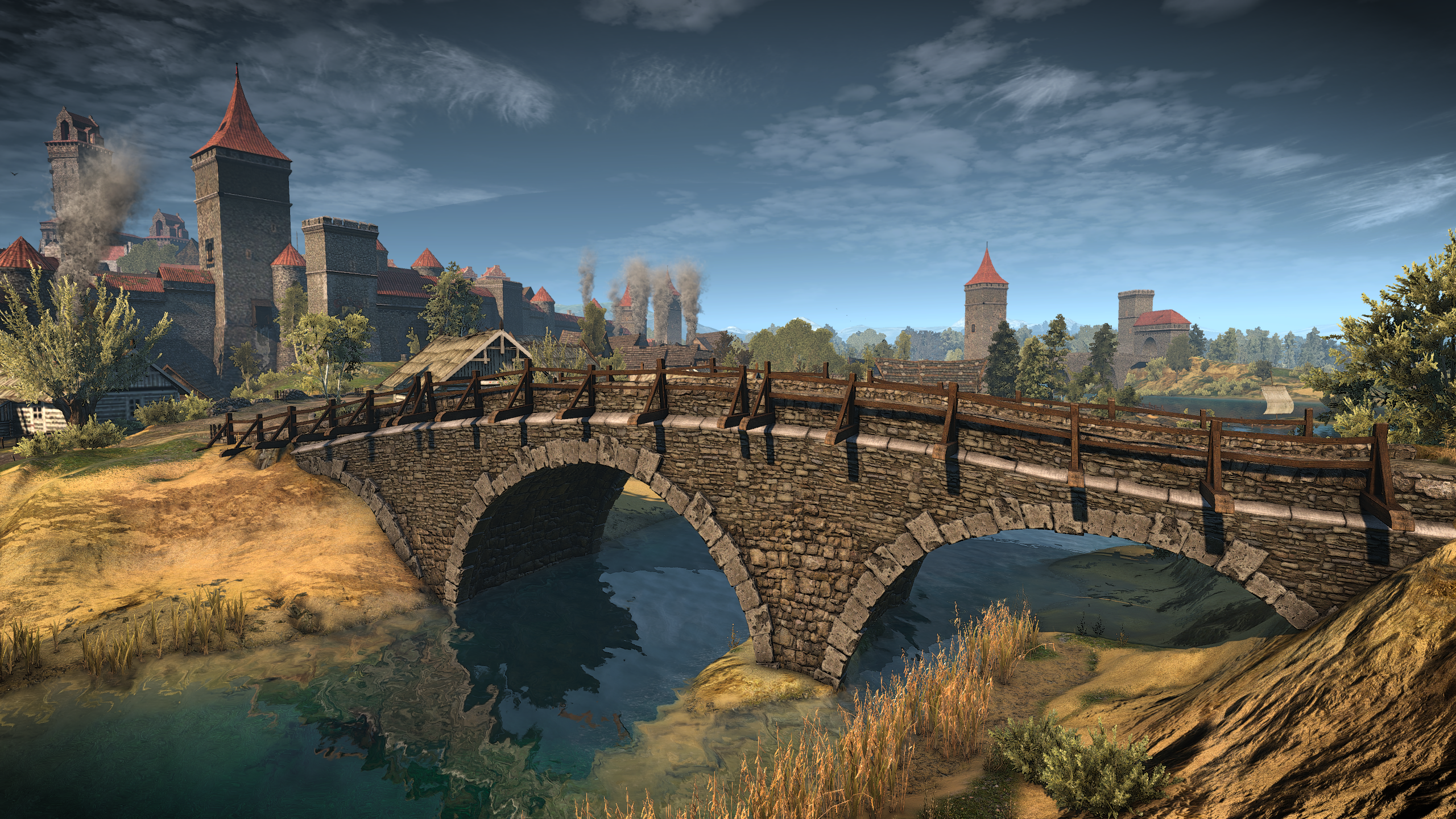 General 2560x1440 The Witcher 3: Wild Hunt Novigrad bridge The Witcher CD Projekt RED video games fantasy city fantasy town