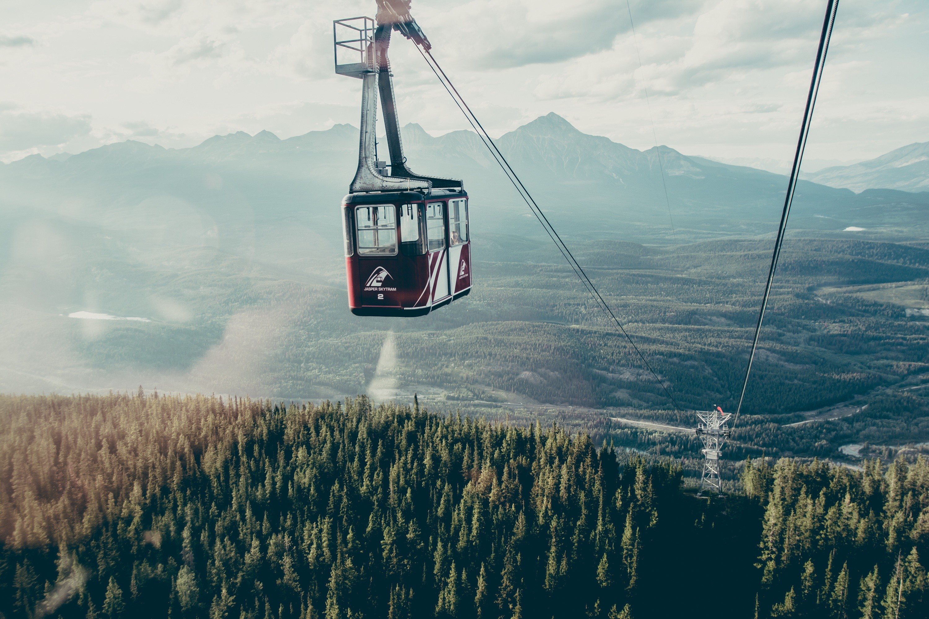 General 3000x2000 nature ropeway landscape vehicle mountains Canada trees clouds sky