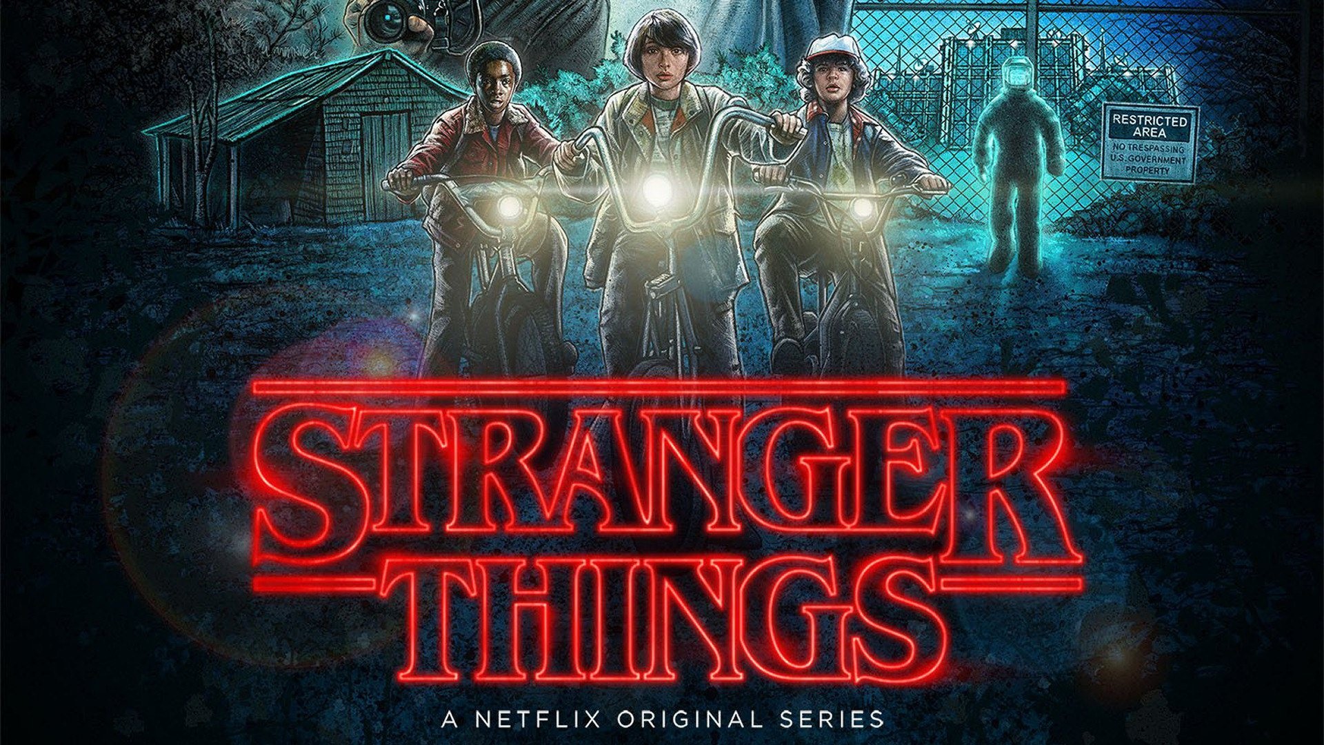 General 1920x1080 Stranger Things Netflix hazmat suits Lucas Sinclair Mike Wheeler Dustin Henderson TV series Netflix TV Series promotional