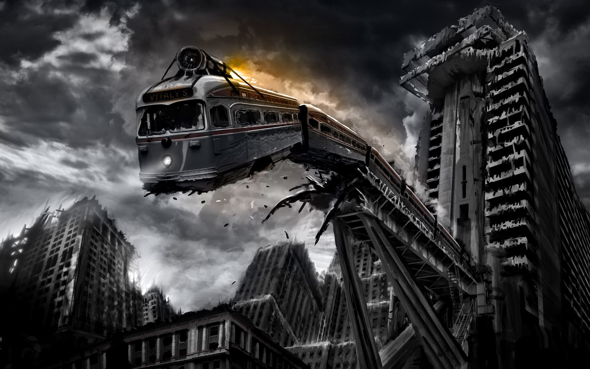 General 1920x1200 vehicle train dark apocalyptic artwork digital art