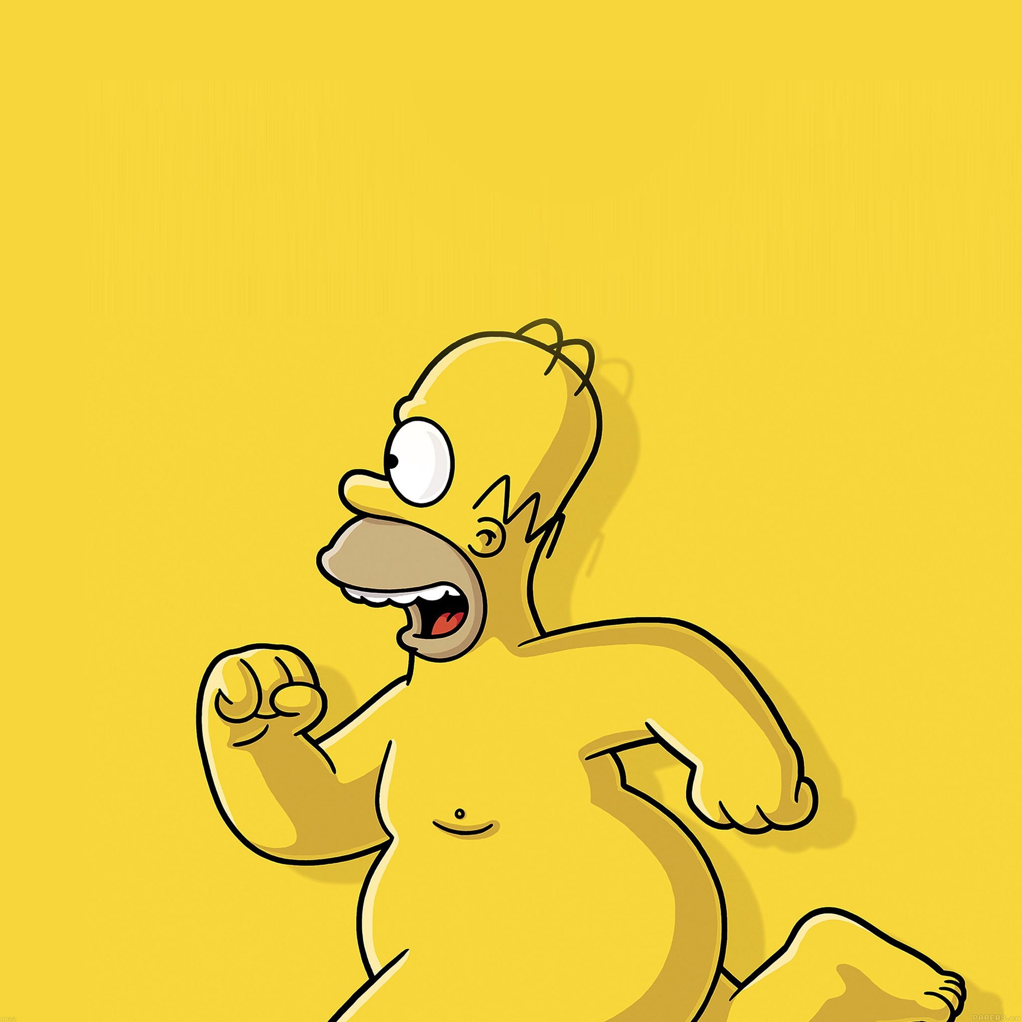 General 2048x2048 Homer Simpson The Simpsons cartoon humor yellow background TV series nude simple background running