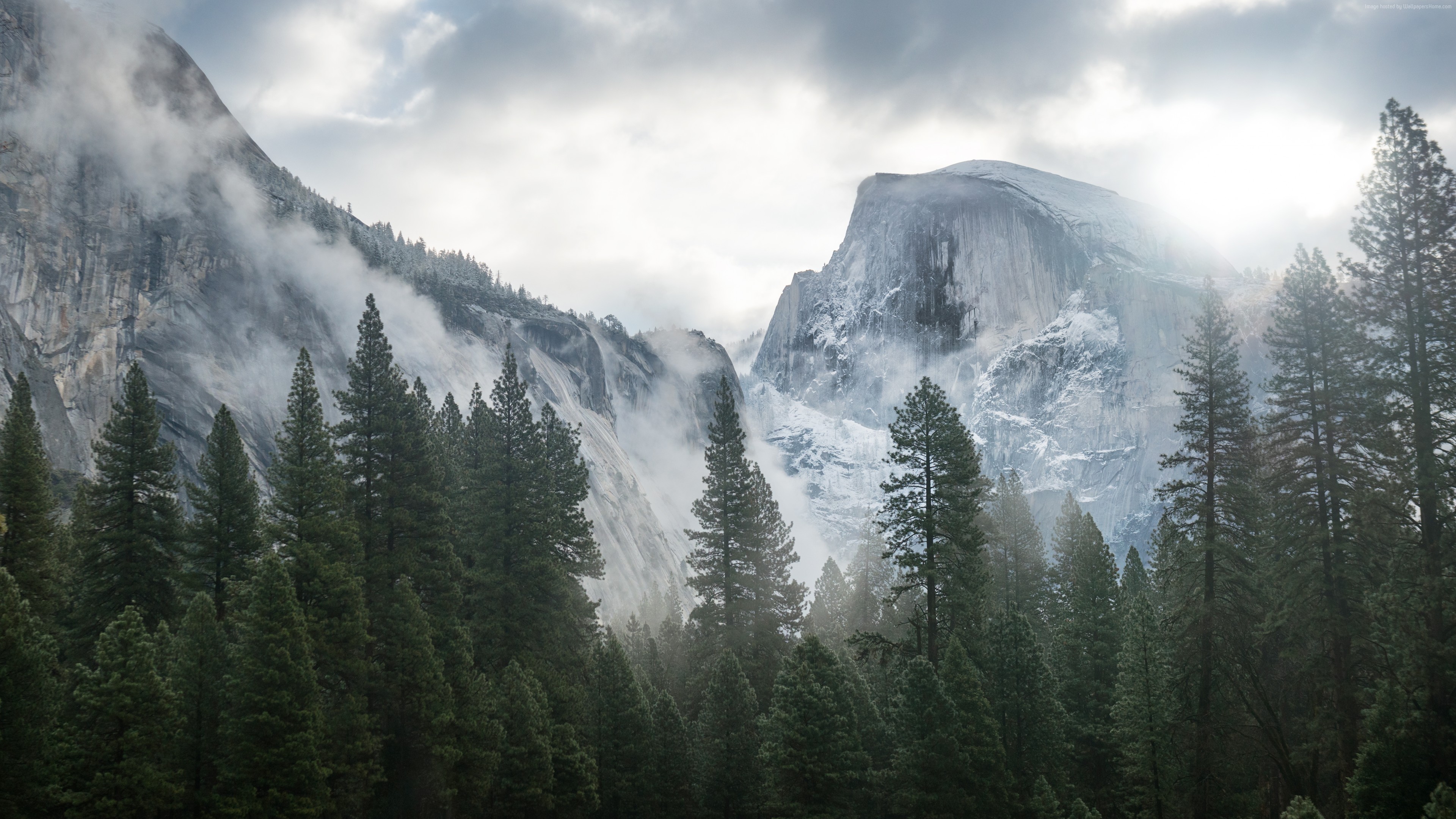 General 3840x2160 Yosemite National Park forest mountains clouds landscape nature