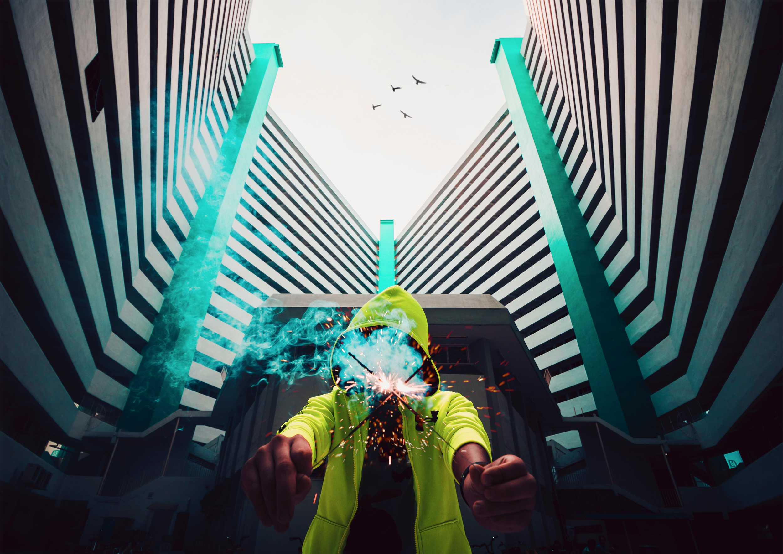 People 2500x1769 hoods building construction site birds flares modern architecture turquoise